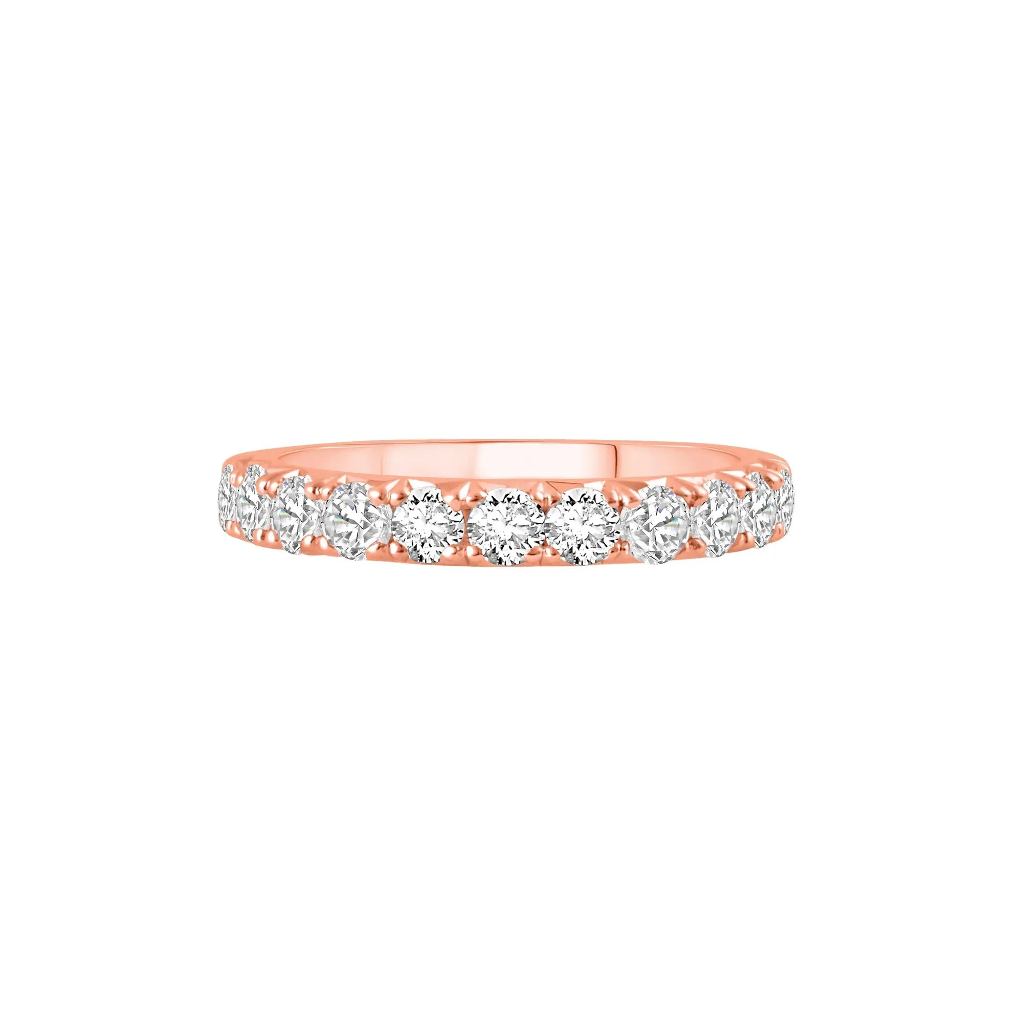 1 CT. Tw. Lab Grown French Pavé Diamond Band Ring 14K Rose Gold Round Brilliant Cut Size 7