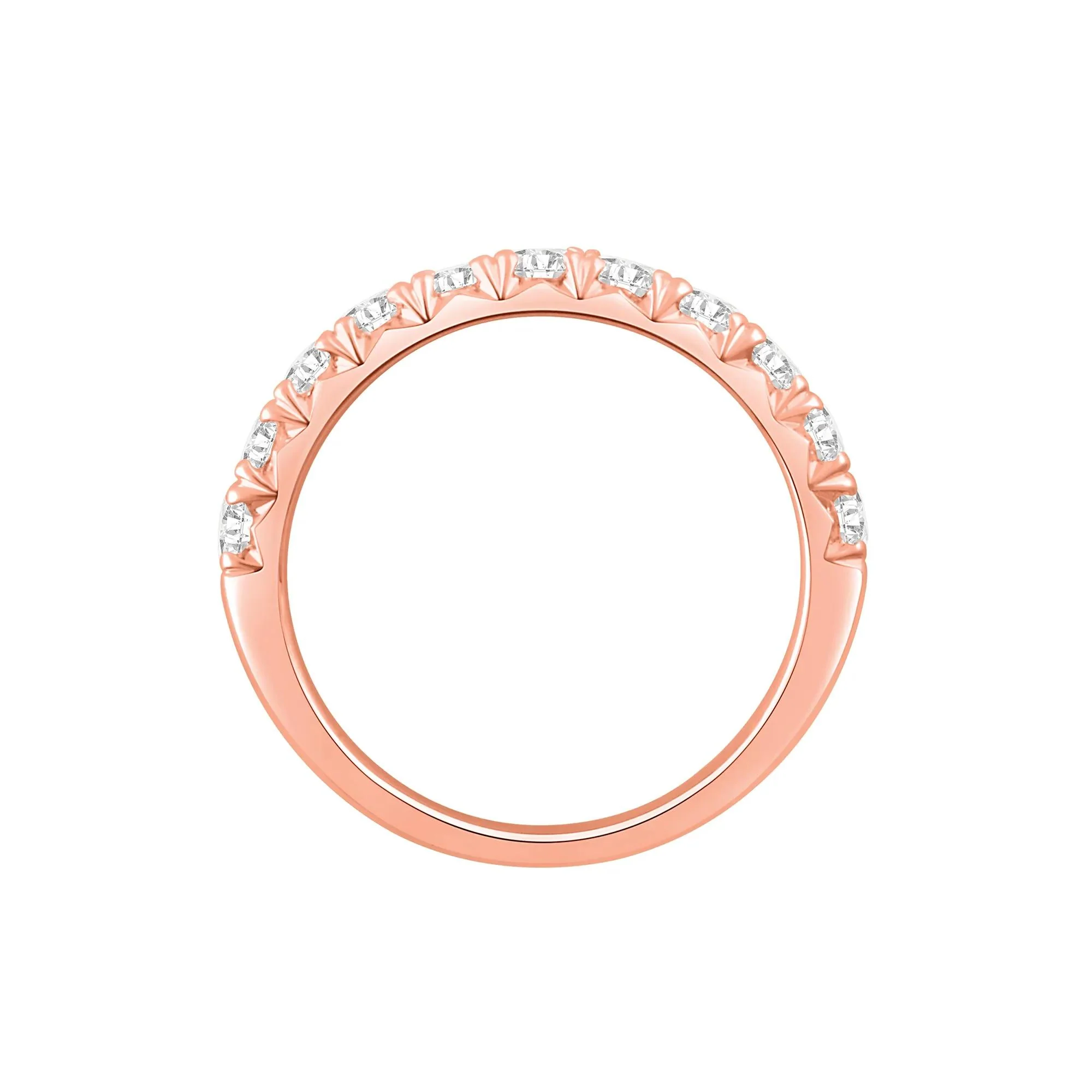 1 CT. Tw. Lab Grown French Pavé Diamond Band Ring 14K Rose Gold Round Brilliant Cut Size 7 - Image 2