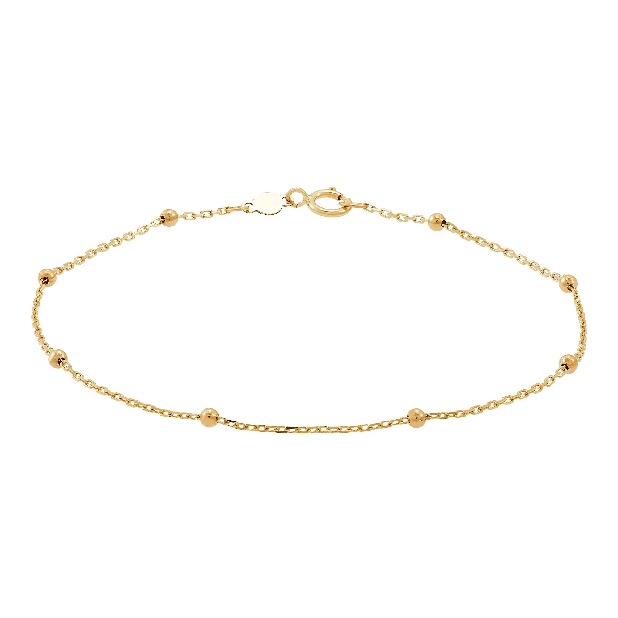 Bead Station Bracelet 14K Yellow Gold Size 7.25" - Image 2