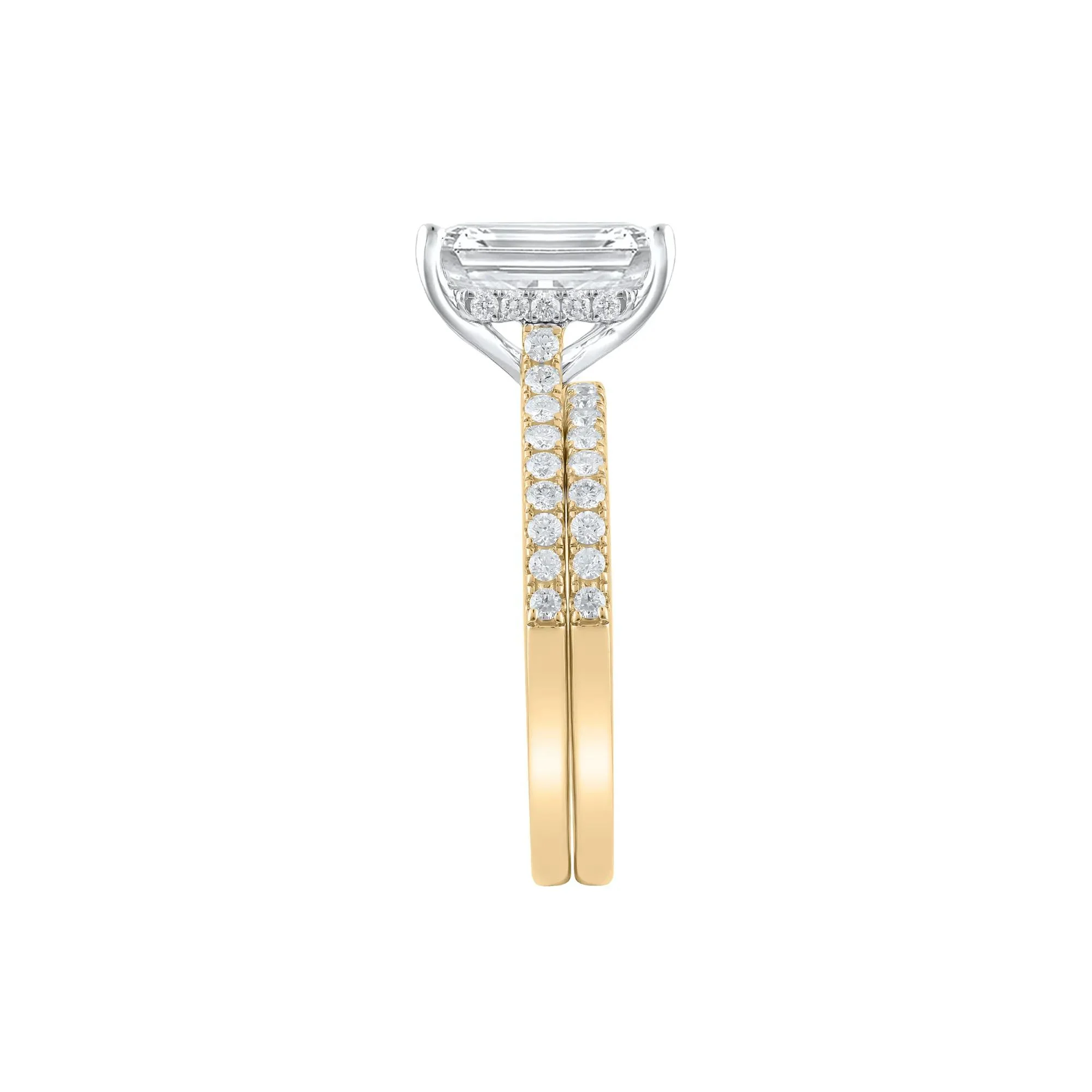 Lab Grown Diamond Emerald-Cut Wedding Set 14K Yellow Gold (3 ½ CT. Tw.) Ring Size 8.5 - Image 3