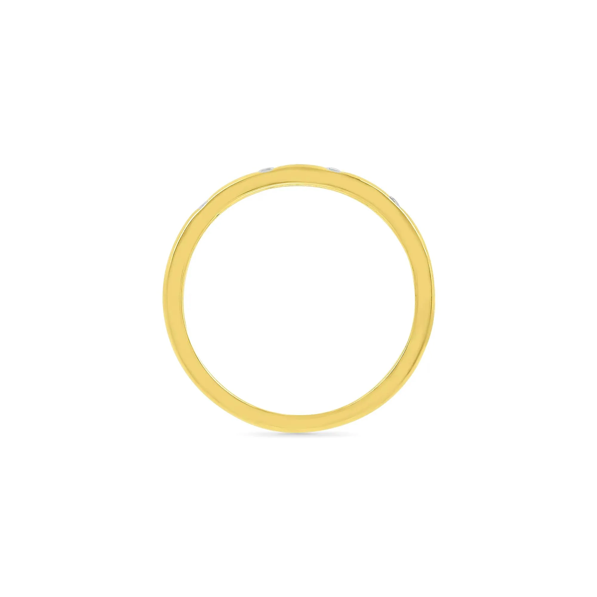 Diamond Accent Burnished Band Ring 10K Yellow Gold Round Brilliant Cut Size 4.5 - Image 2