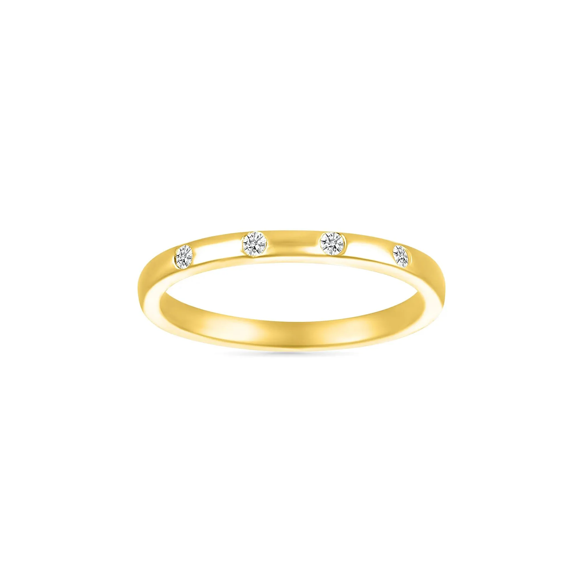 Diamond Accent Burnished Band Ring 10K Yellow Gold Round Brilliant Cut Size 4.5 - Image 4