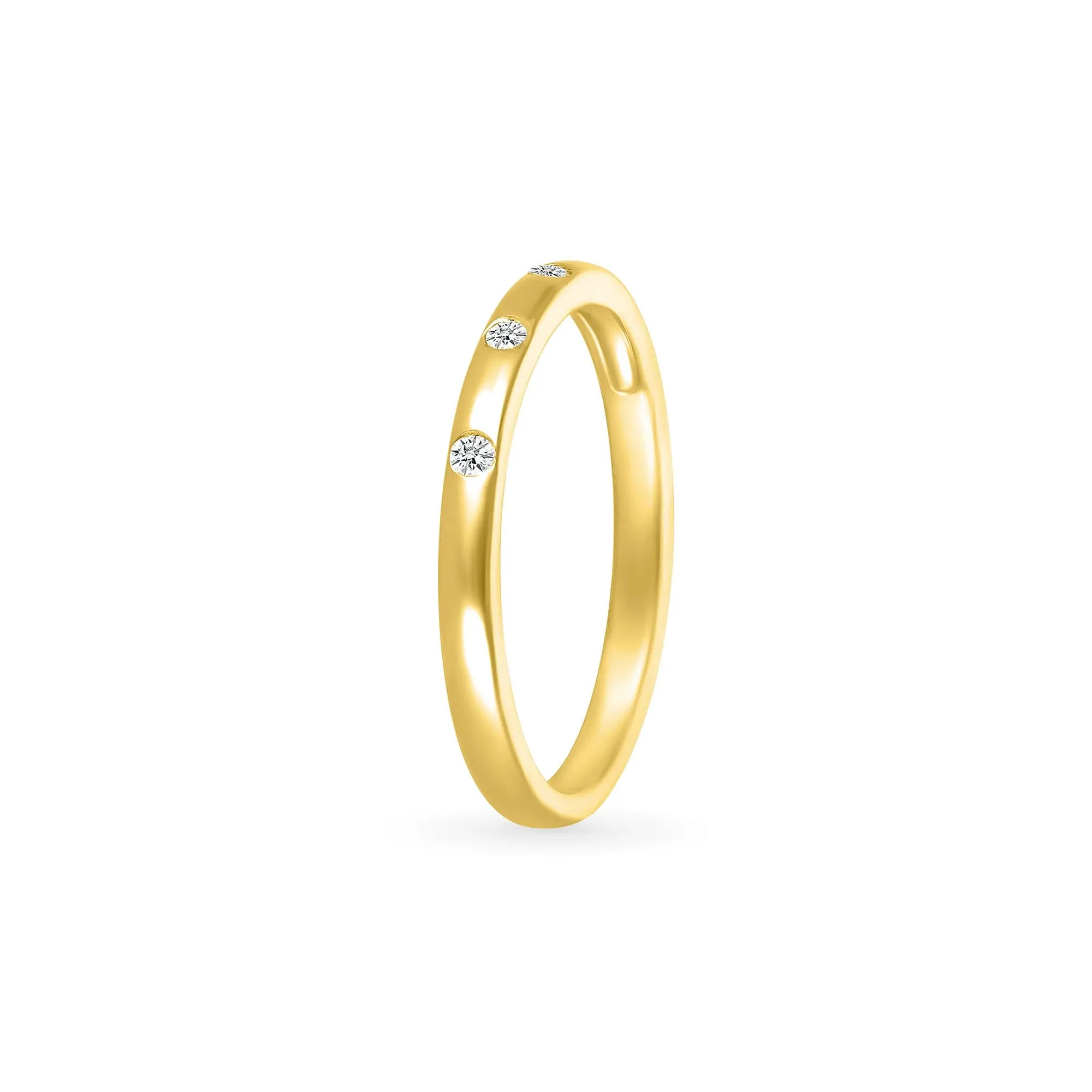 Diamond Accent Burnished Band Ring 10K Yellow Gold Round Brilliant Cut Size 5 - Image 5