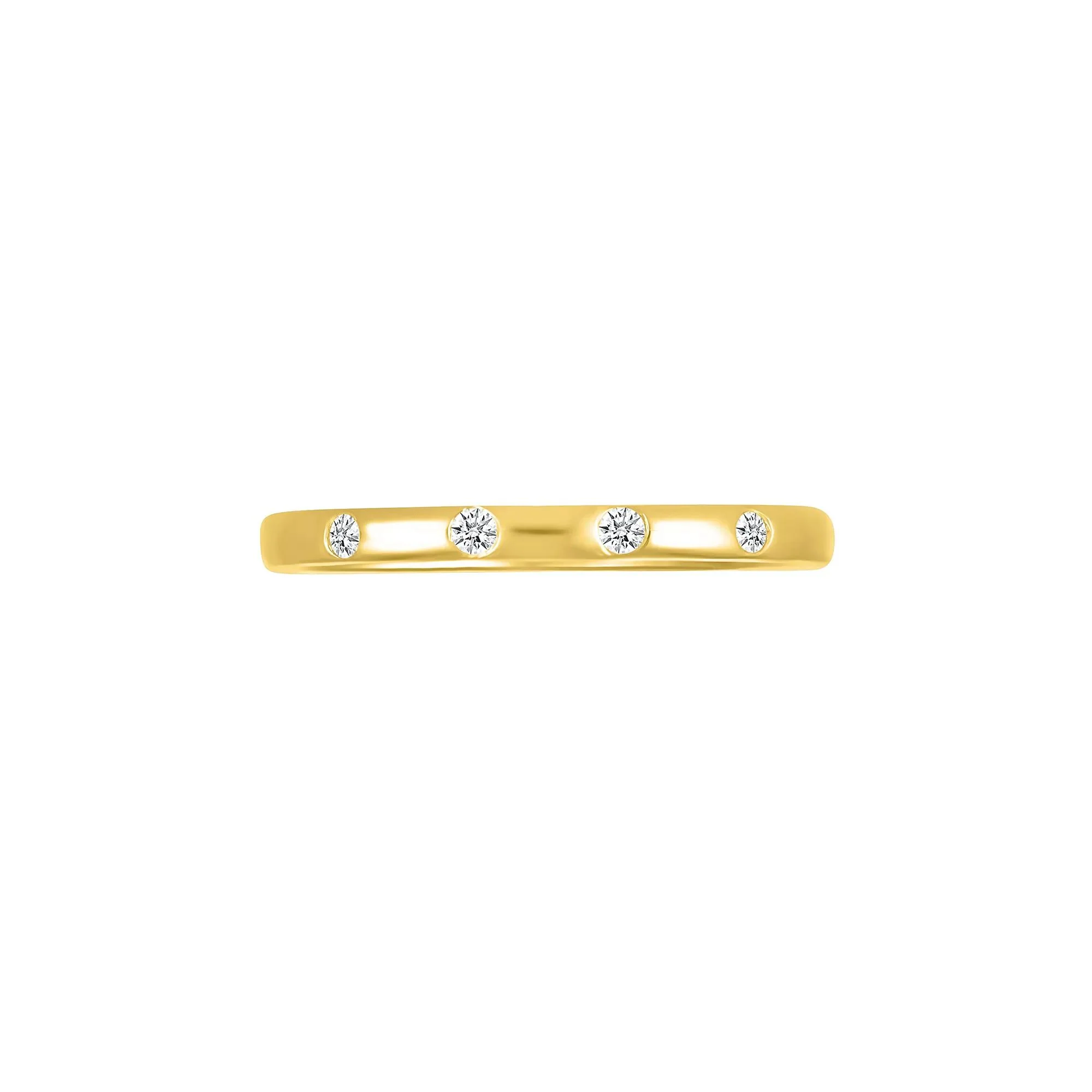 Diamond Accent Burnished Band Ring 10K Yellow Gold Round Brilliant Cut Size 7