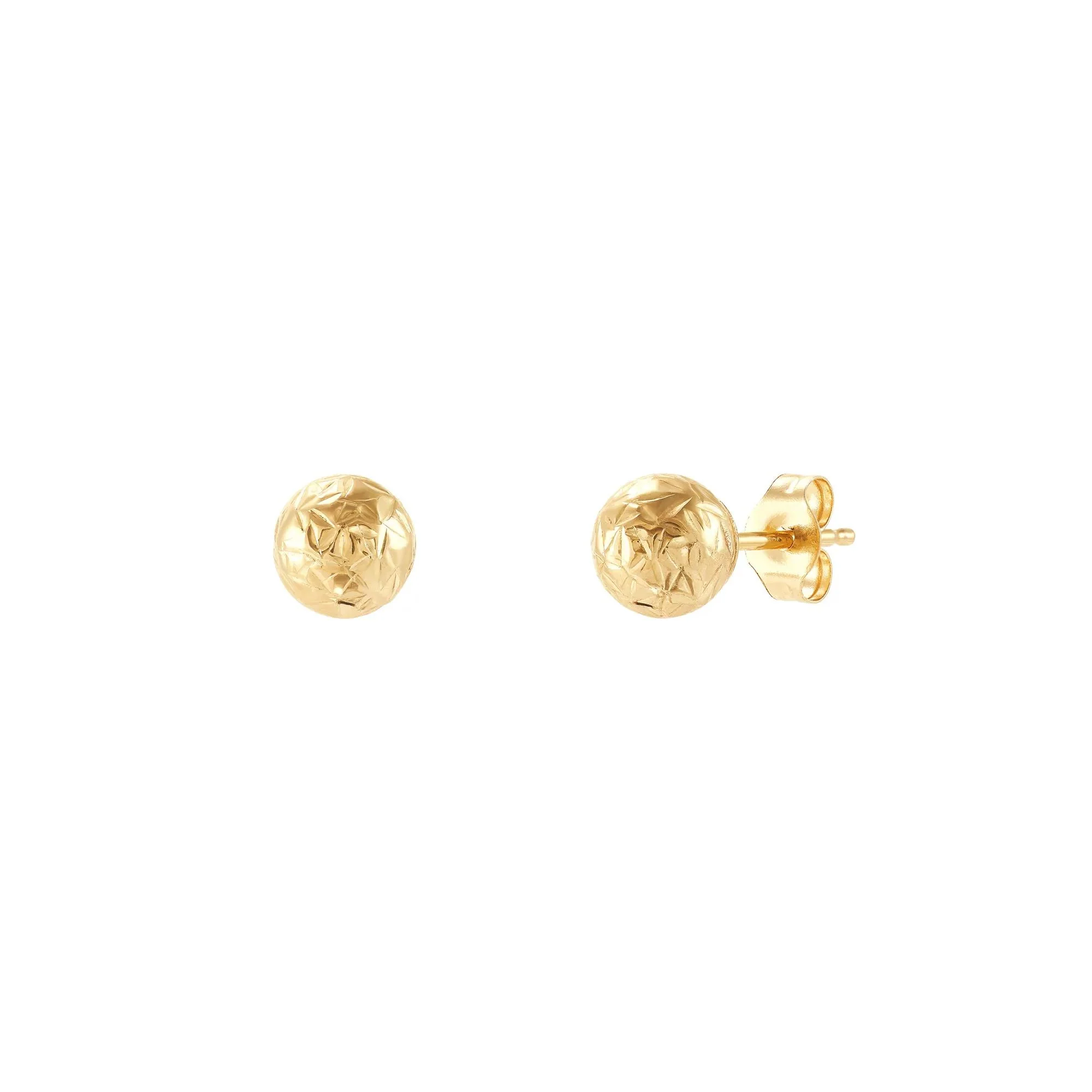 Diamond-Cut Ball Stud Earring 14K Yellow Gold Size 5.00mm