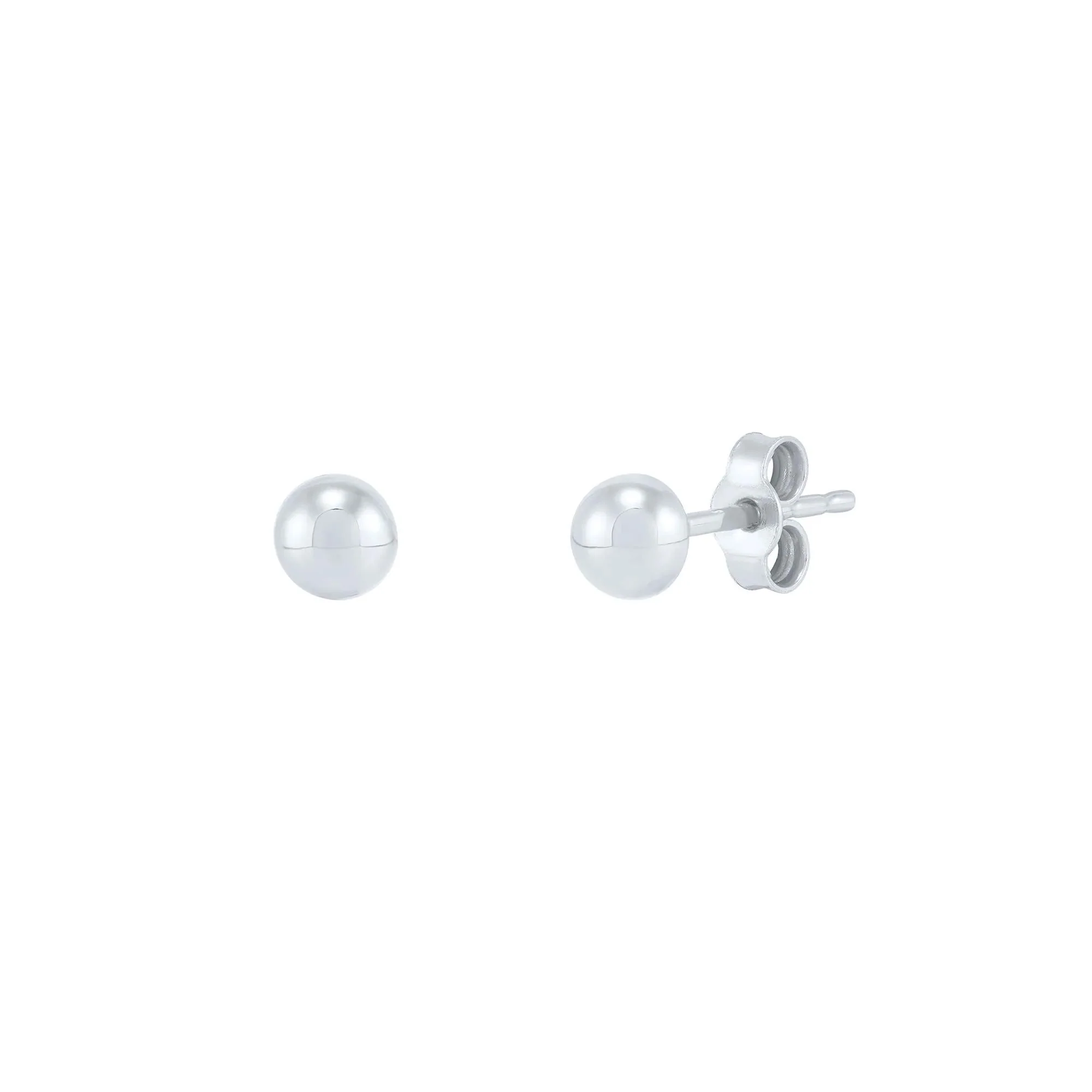 Polished Half Ball Stud Earrings 14K White Gold Size 8.00mm