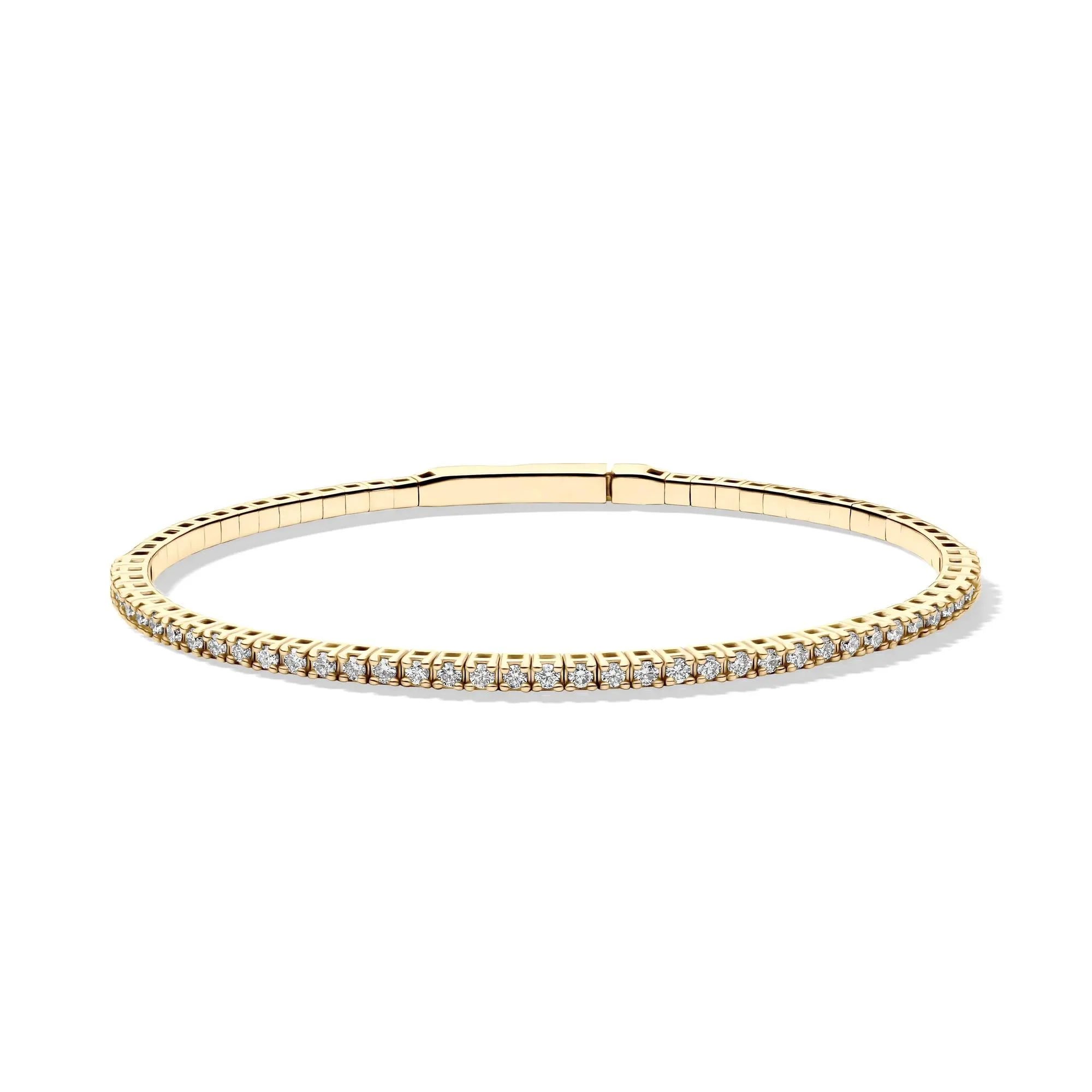 1 CT. Tw. Diamond Flex Bangle Bracelet 10K Yellow Gold Size 50.00mm