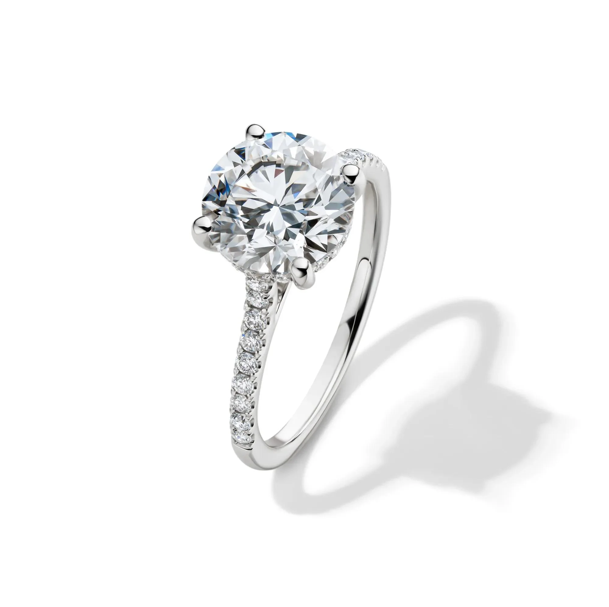 Lab Grown Diamond Wedding Set 14K White Gold (3 ½ CT. Tw.) Ring Round Brilliant Cut Size 6 - Image 4