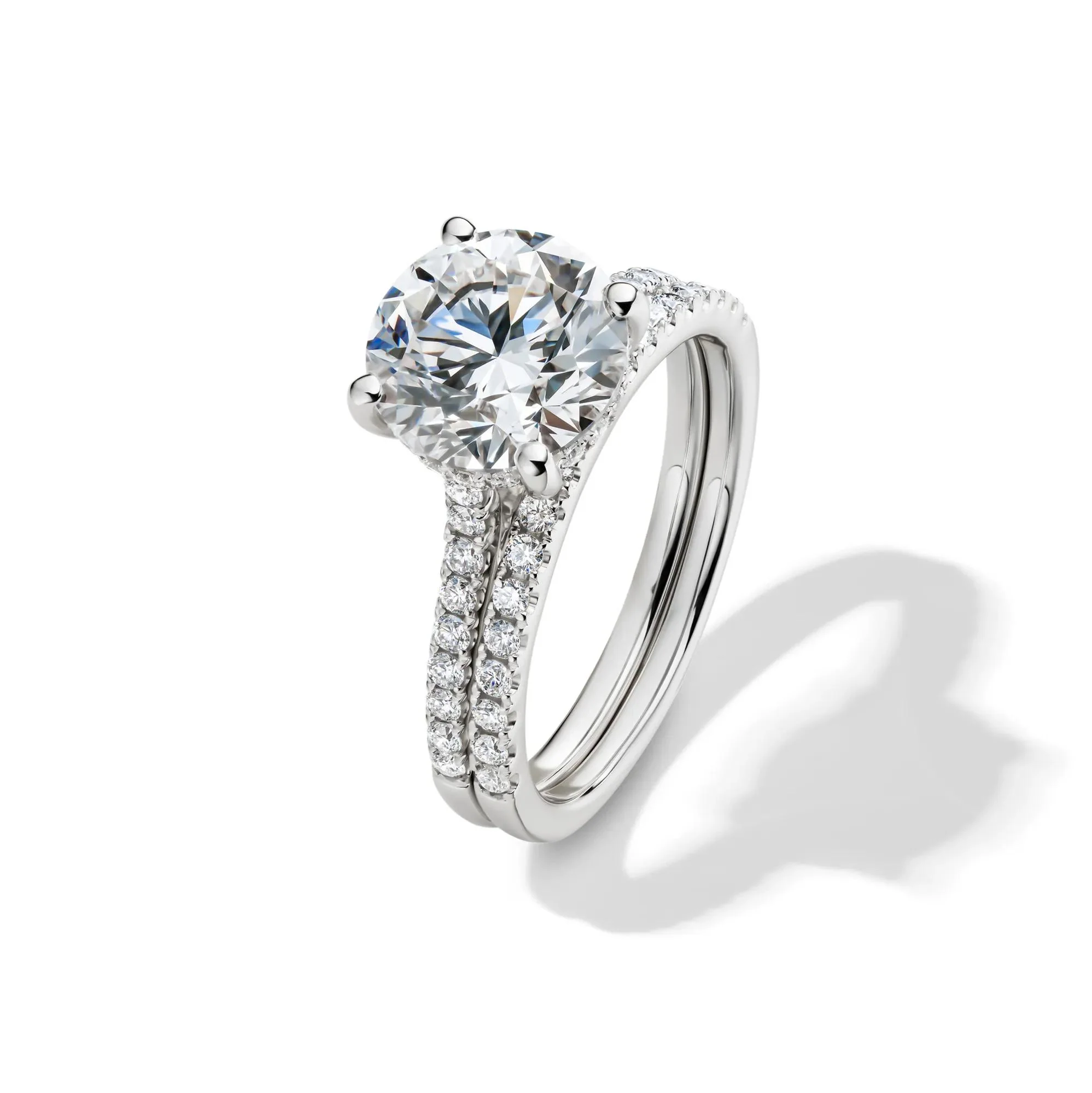 Lab Grown Diamond Wedding Set 14K White Gold (3 ½ CT. Tw.) Ring Round Brilliant Cut Size 8 - Image 5