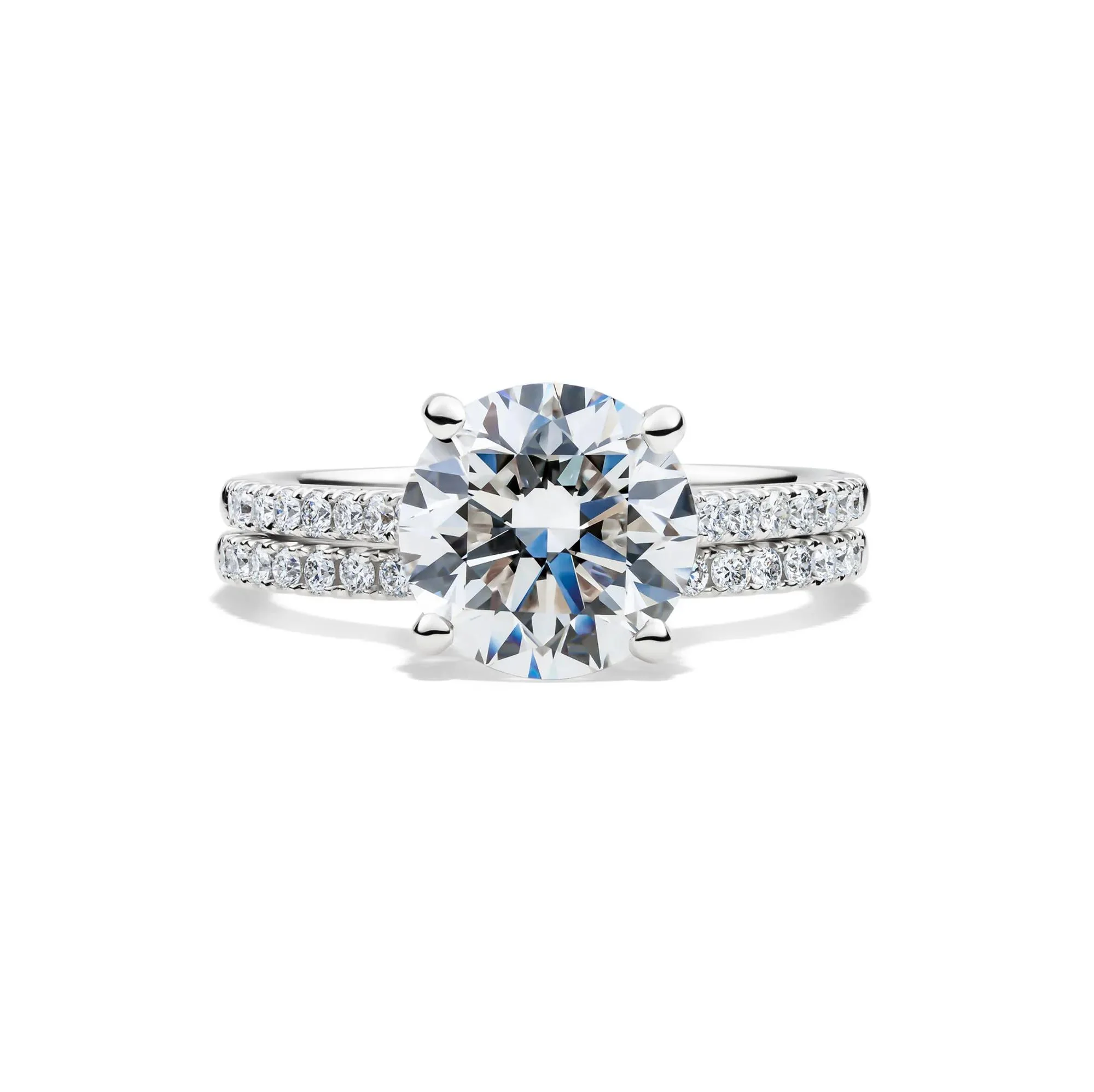 Lab Grown Diamond Wedding Set 14K White Gold (3 ½ CT. Tw.) Ring Round Brilliant Cut Size 9