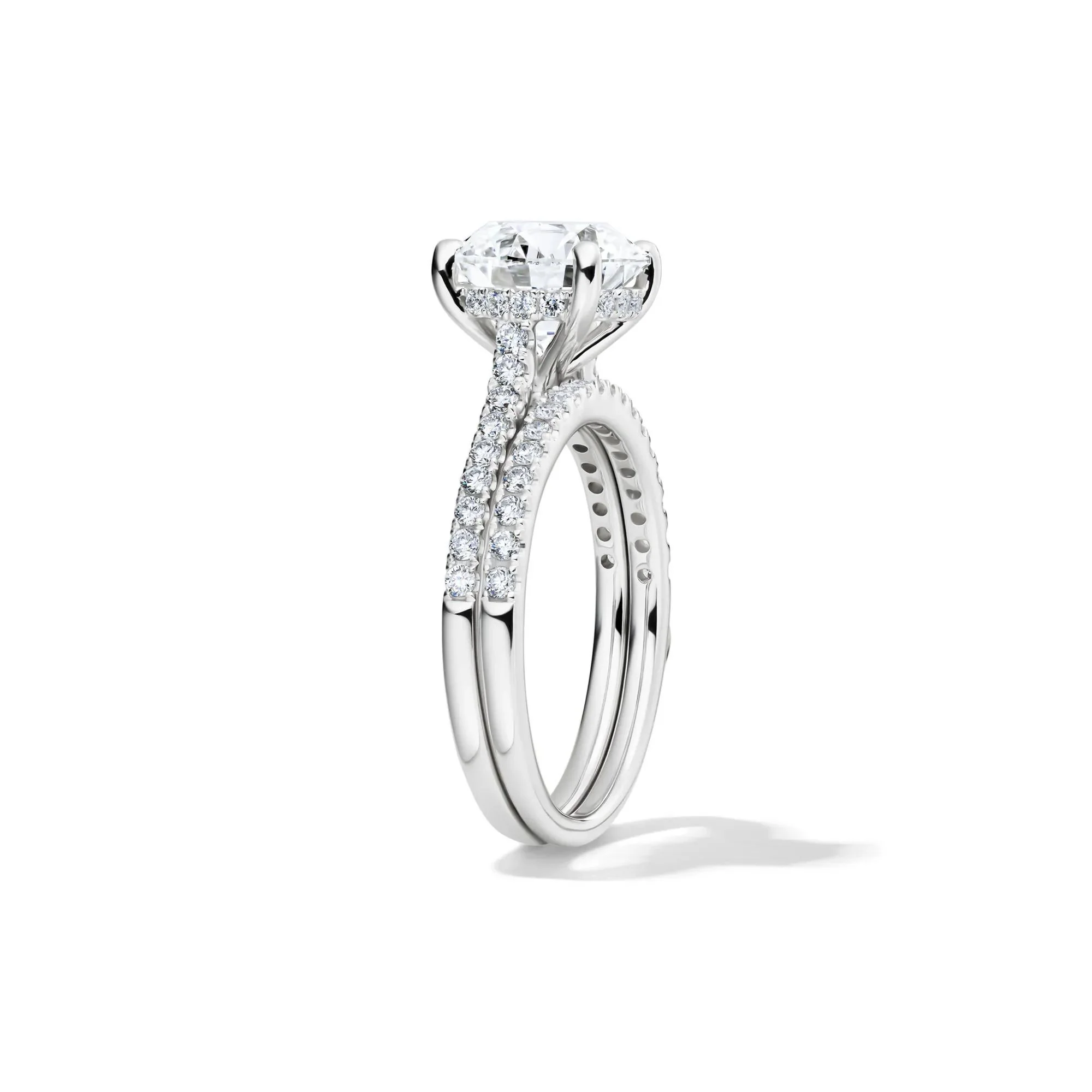 Lab Grown Diamond Wedding Set 14K White Gold (3 ½ CT. Tw.) Ring Round Brilliant Cut Size 9 - Image 3