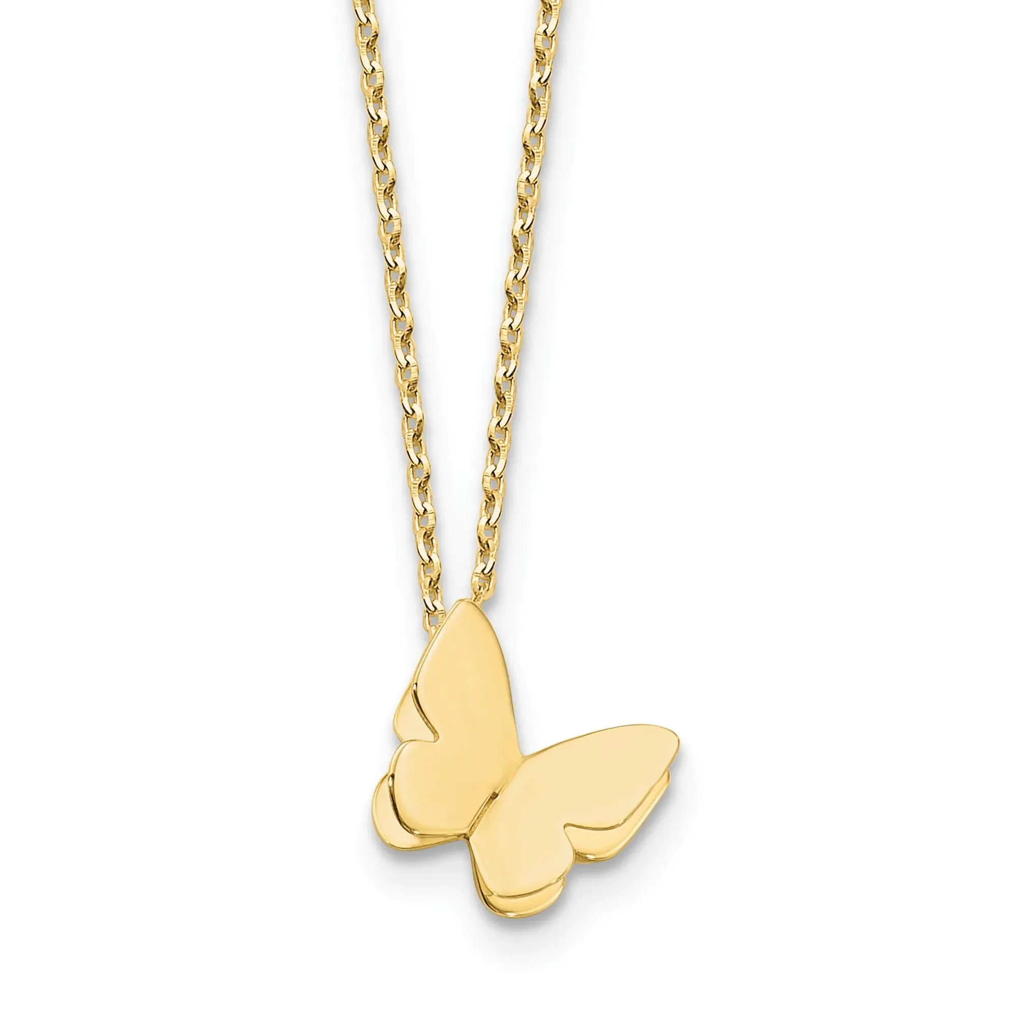 Butterfly Charm Necklace 14K Yellow Gold Size 8.50mm