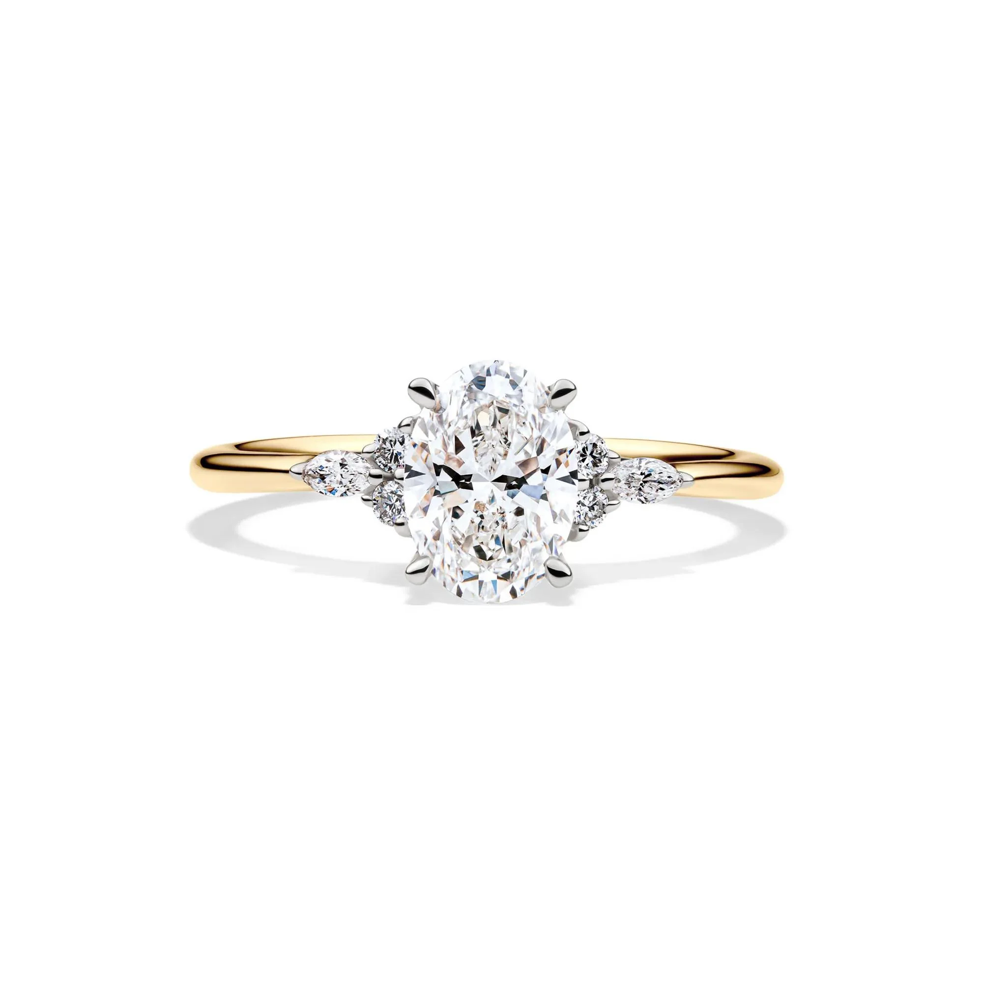 1 CT. Tw. Lab Grown Diamond Oval Engagement Ring 14K Yellow and White Gold Size 6 1mm