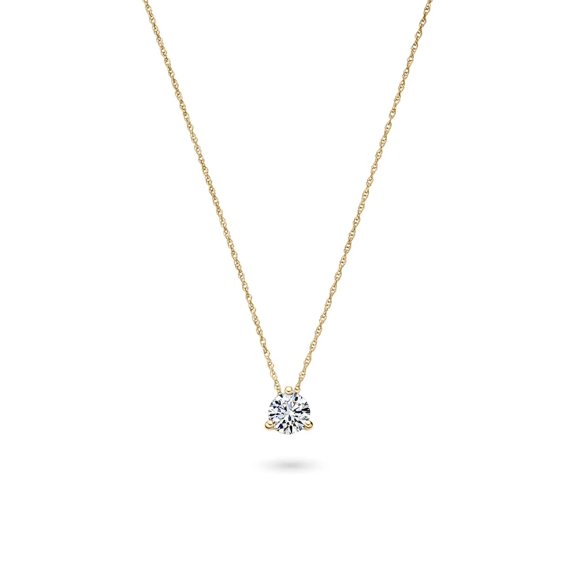 Lab Grown Diamond Solitaire Pendant 14K Yellow Gold (1/2 CT.) Ring Round Brilliant Cut Size 5.20mm