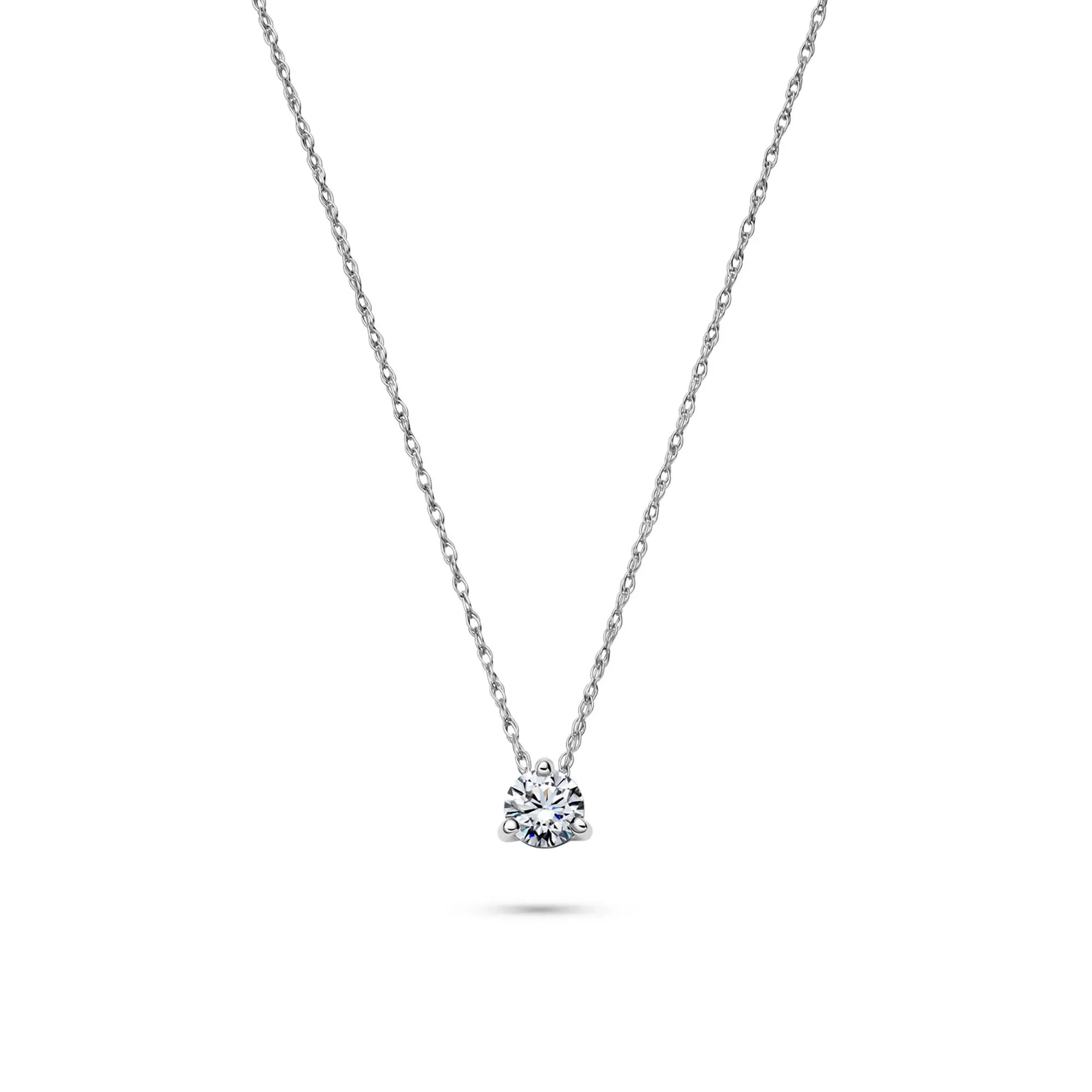 1/2 CT. Tw. Lab Grown Diamond Solitaire Pendant 14K White Gold Ring Round Brilliant Cut Size 5.20mm