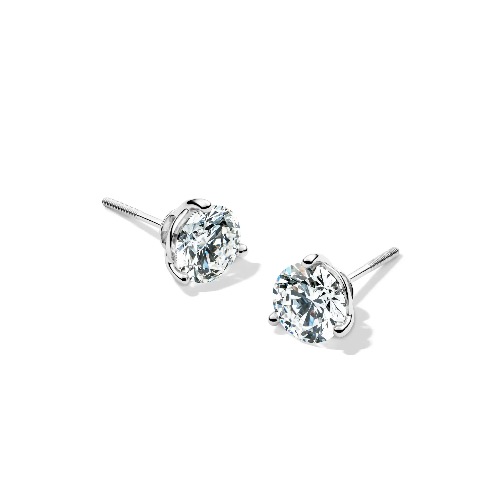 2 CT. Tw. Lab Grown Diamond Martini Stud Earrings 14K White Gold Size 6.50mm