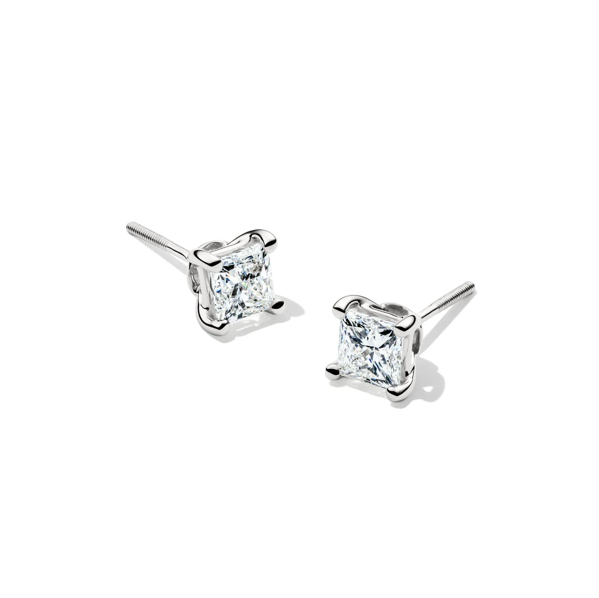 1 CT. Tw. Lab Grown Diamond Princess-Cut Martini Stud 14K White Gold Size 4.50mm