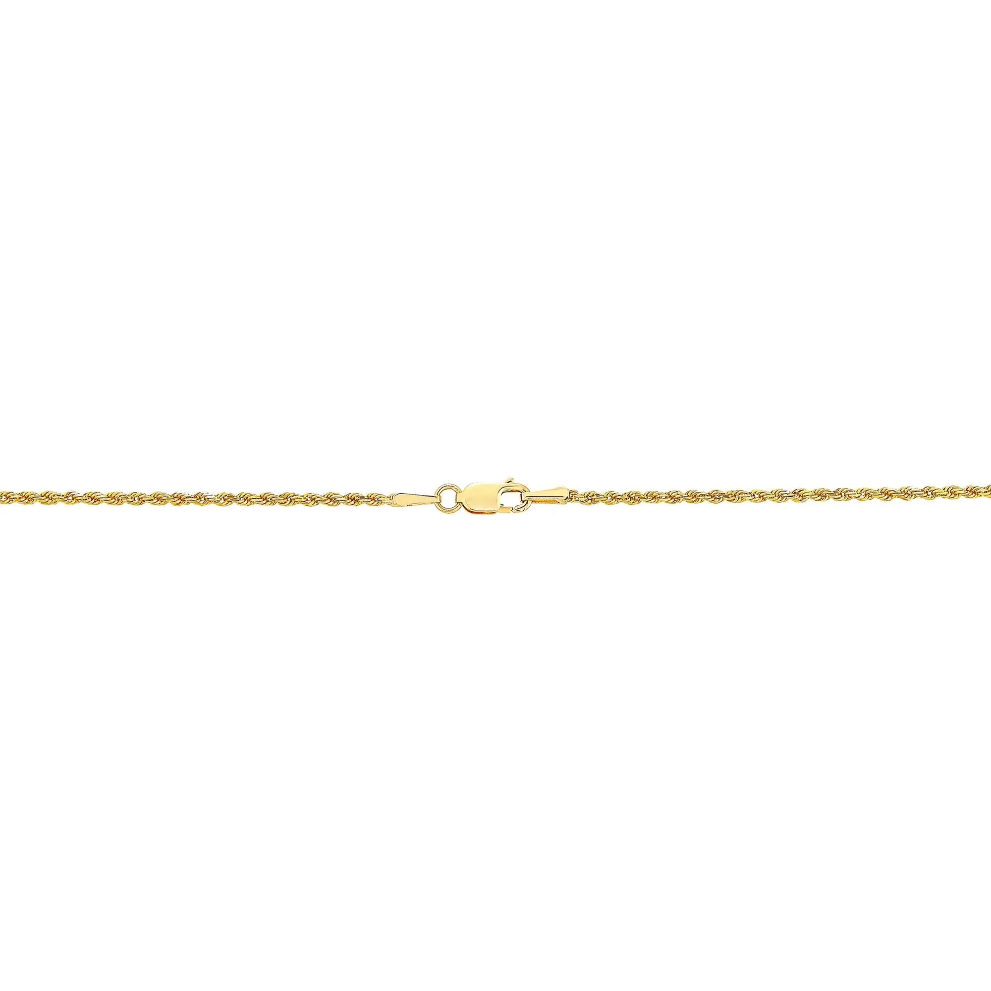Solid Glitter Rope Chain 14K Yellow Gold Necklace Size 18" - Image 2