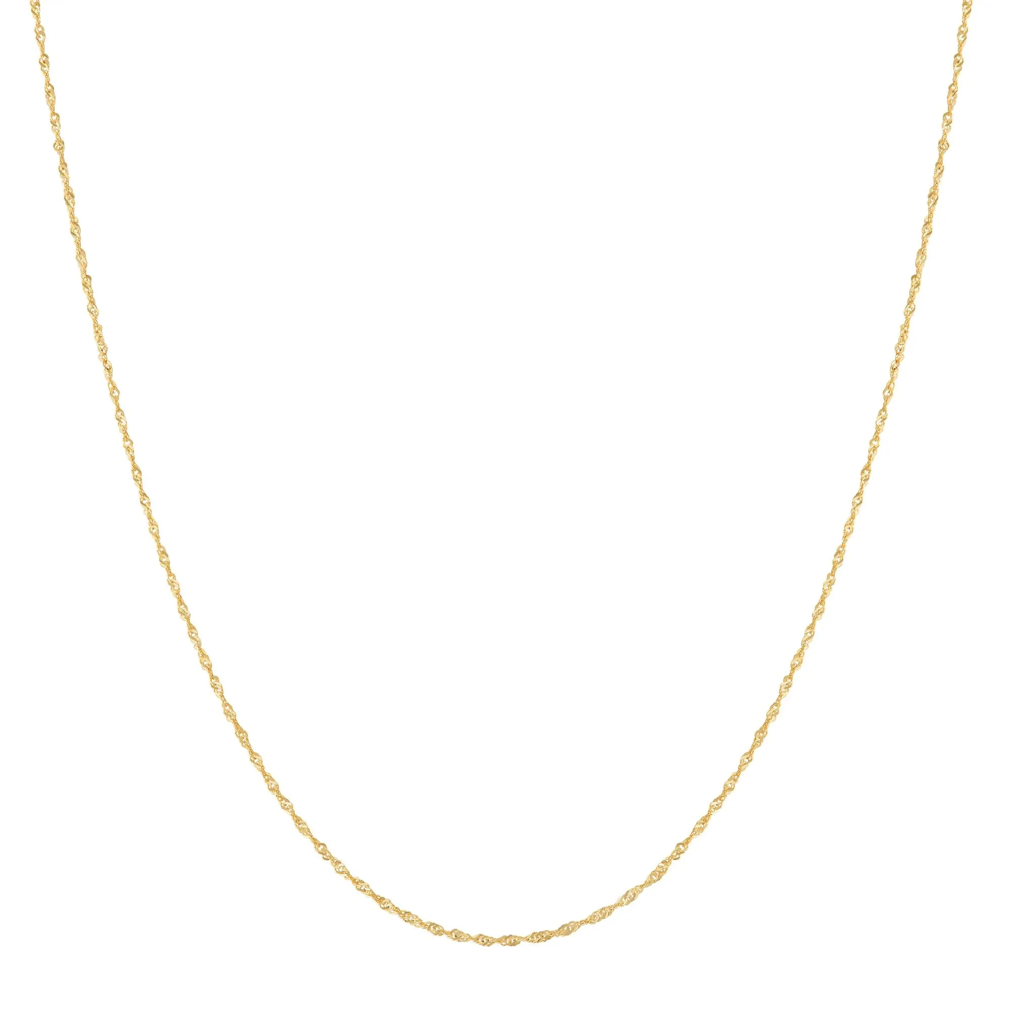 Solid Singapore Chain 14K Yellow Gold Necklace Size 16"