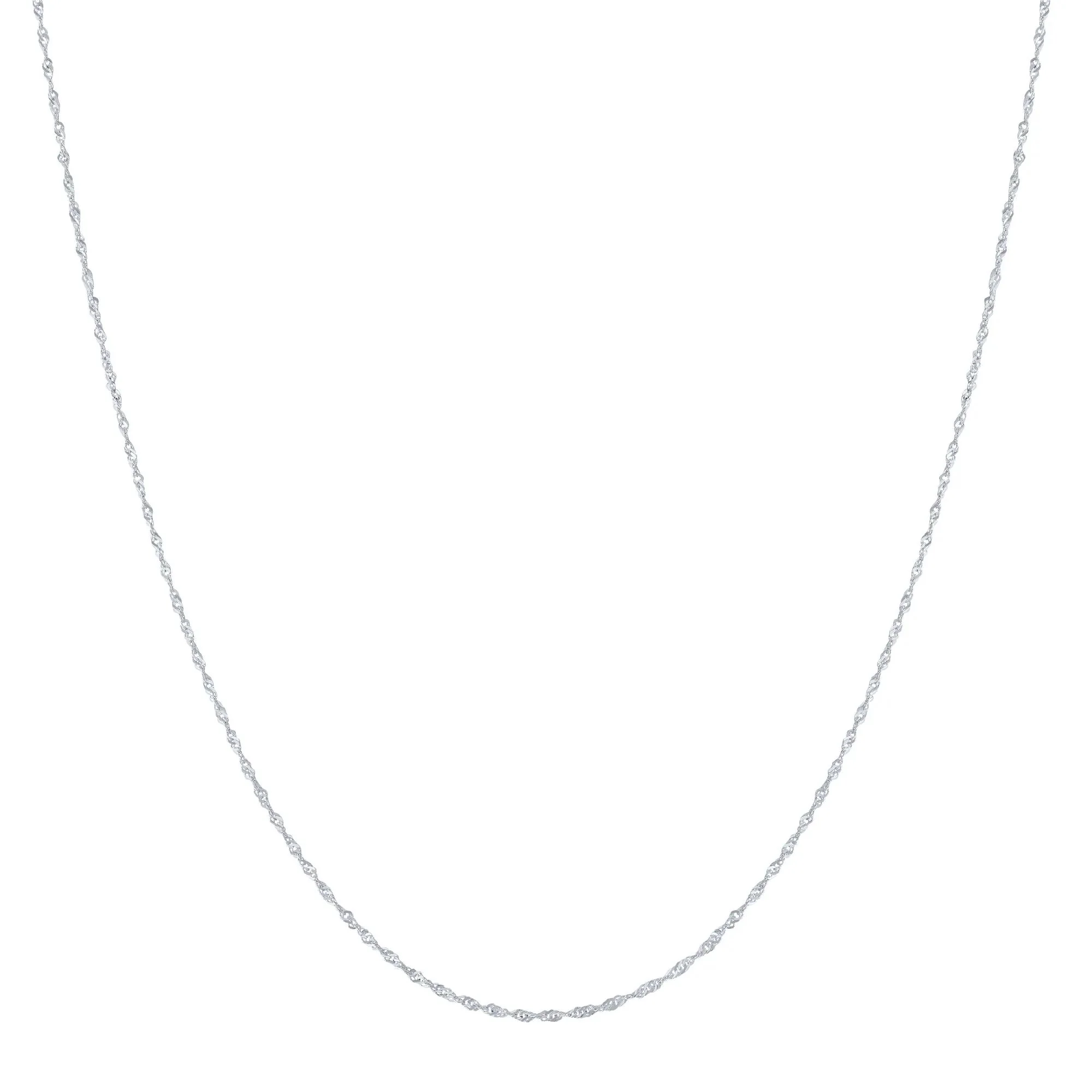 Solid Singapore Chain 14K White Gold Necklace Size 18"