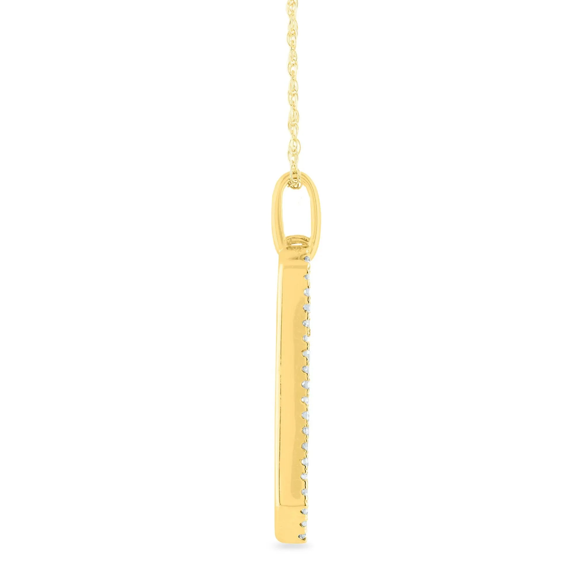 1/5 CT. Tw. Blue Sapphire and Diamond Pendant Necklace 10K Yellow Gold Size 18" - Image 2
