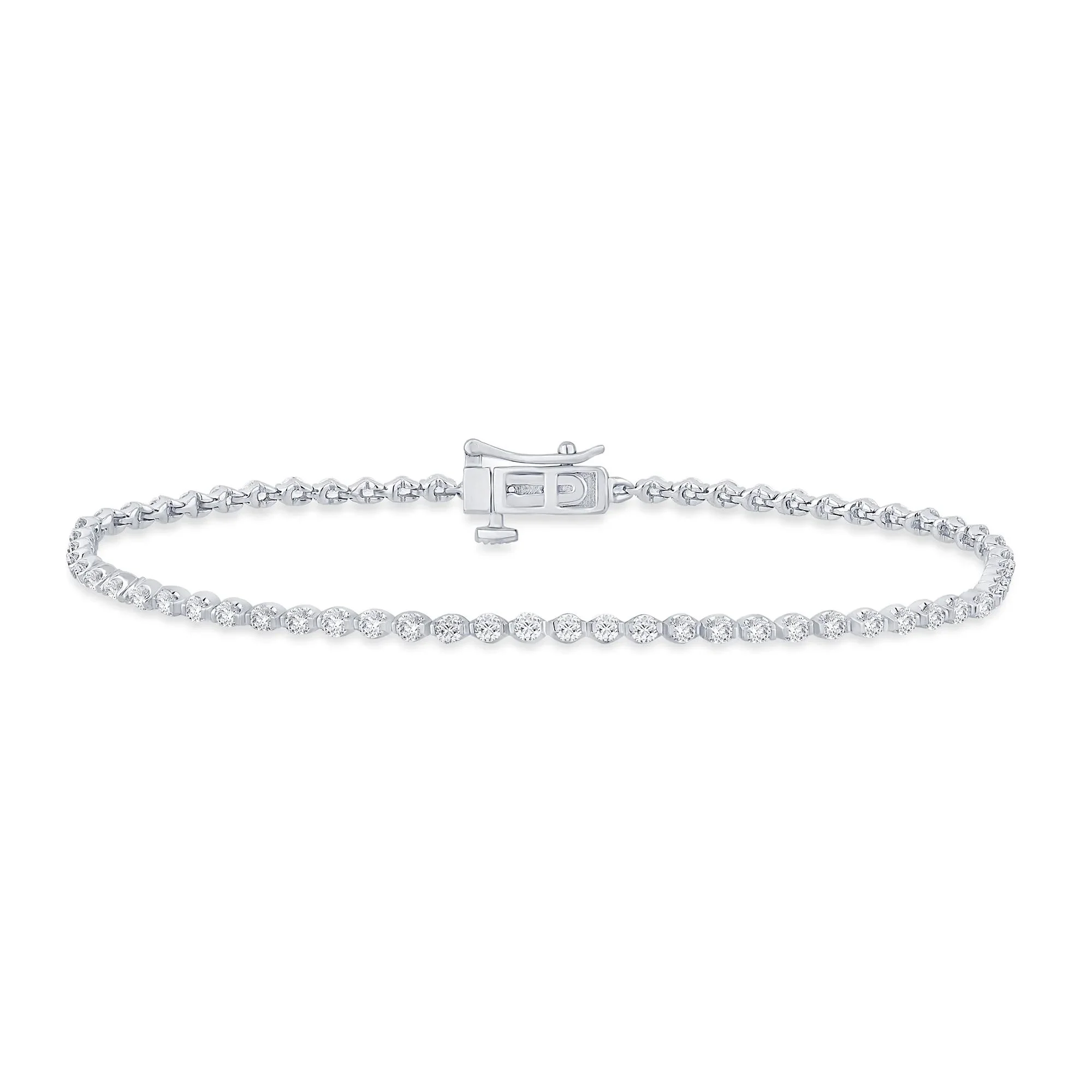 Lab Grown Diamond Tennis Bracelet 14K Gold White Size 2.10mm