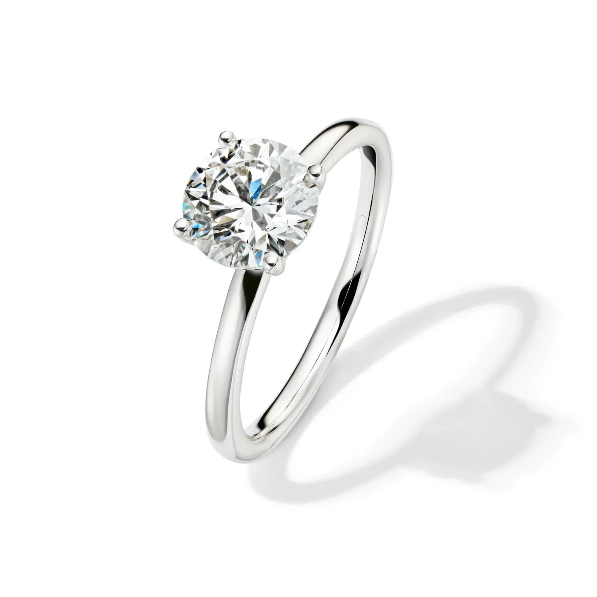 Lab Grown Diamond Solitaire Round Engagement Ring 14K White Gold (1/2 CT.) Size 12 2mm - Image 4
