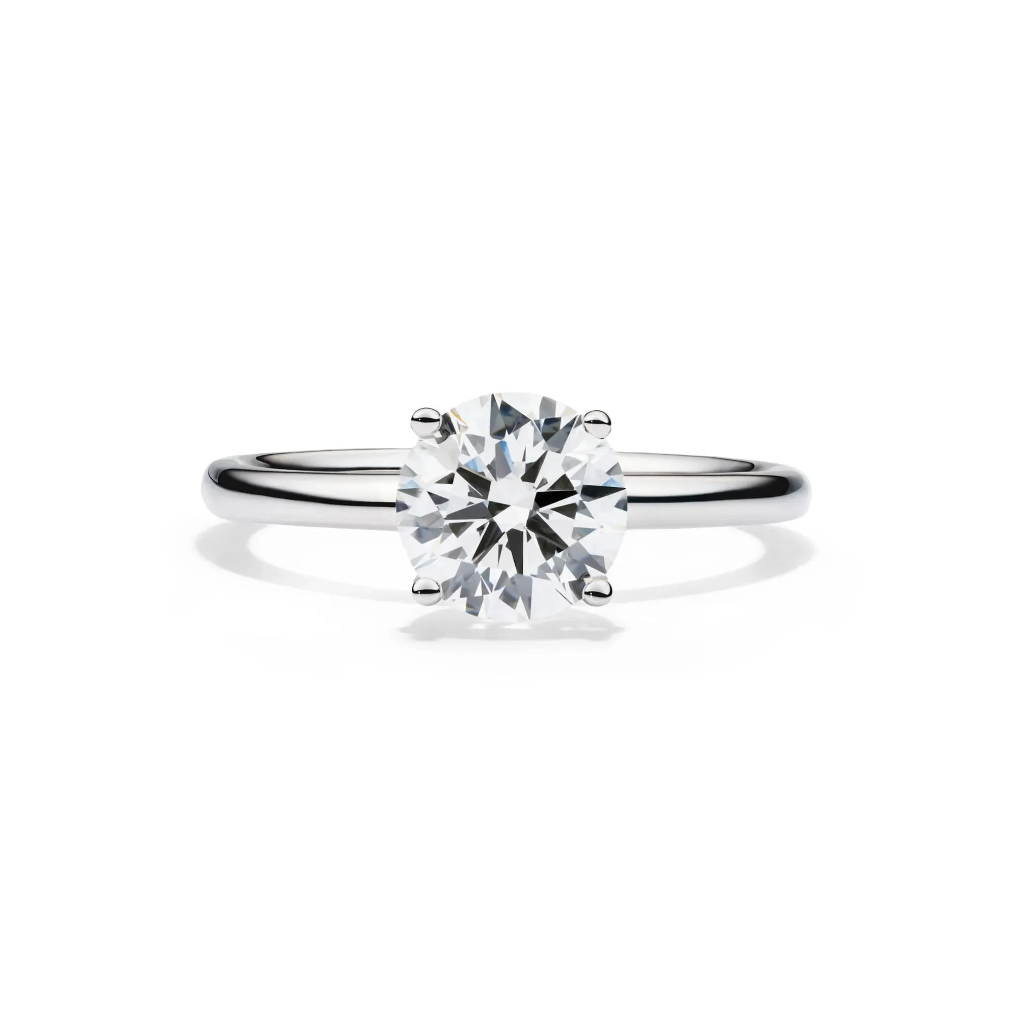 Lab Grown Diamond Solitaire Round Engagement Ring 14K White Gold (1/2 CT.) Size 4 2mm