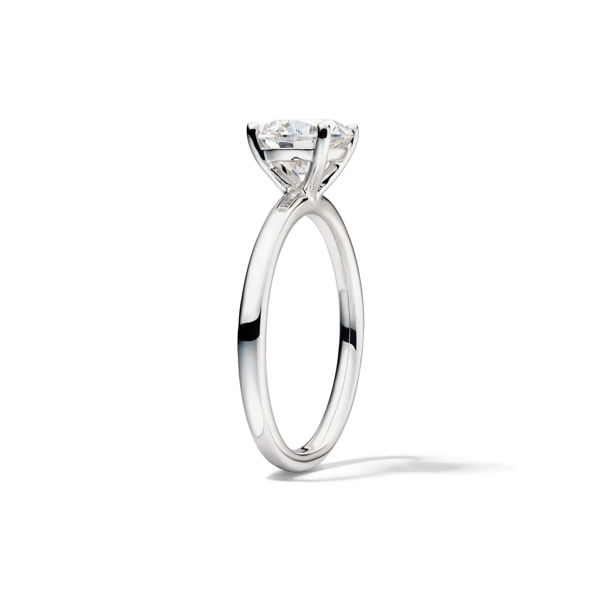 Lab Grown Diamond Solitaire Round Engagement Ring 14K White Gold (1/2 CT.) Size 5 2mm - Image 3