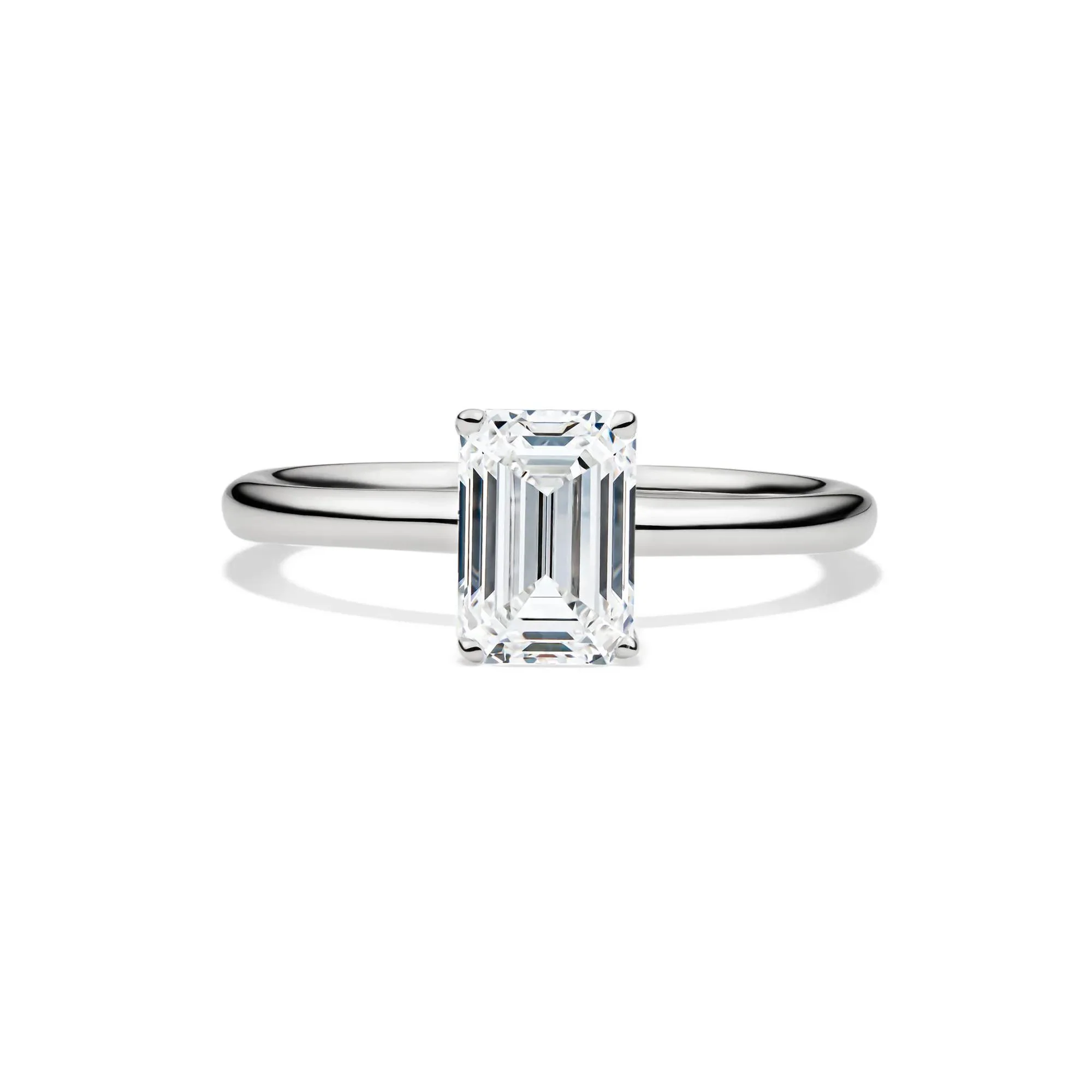 Lab Grown Diamond Emerald-Cut Solitaire Ring 14K White Gold (1/2ct) Size 9 2mm