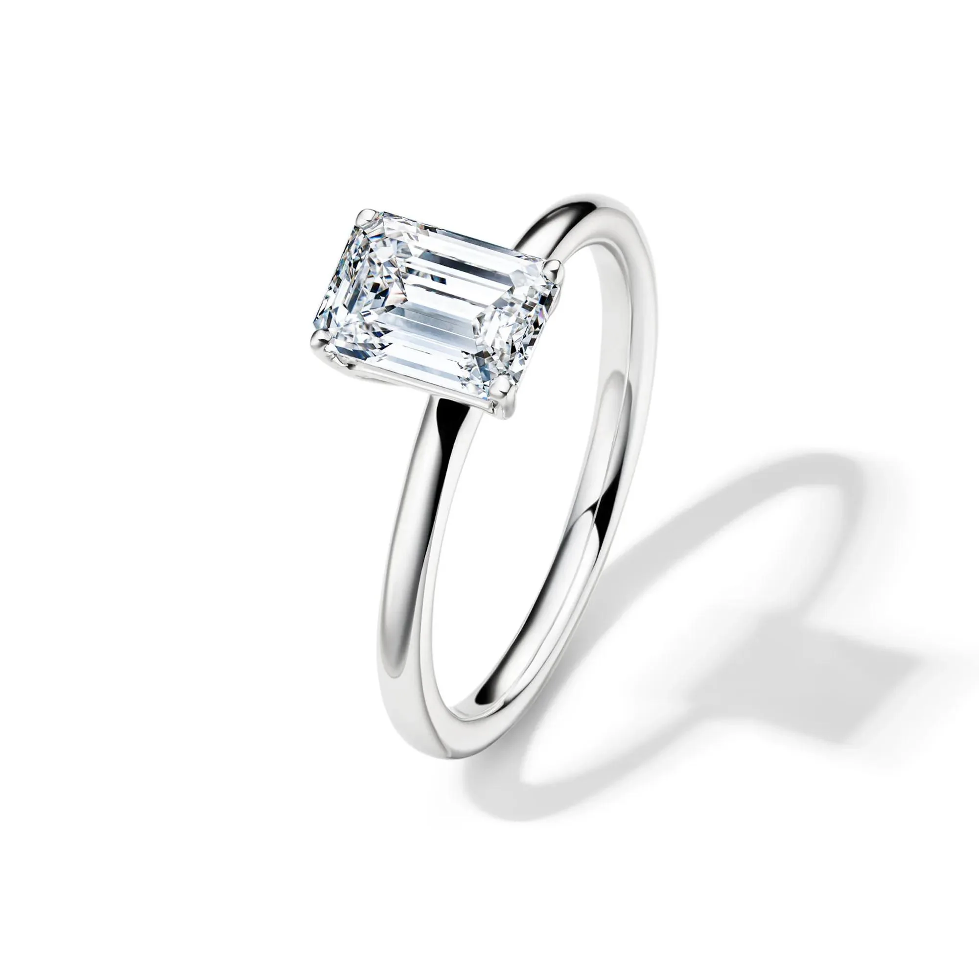 Lab Grown Diamond Emerald-Cut Solitaire Ring 14K White Gold (1/2ct) Size 9.5 2mm - Image 4