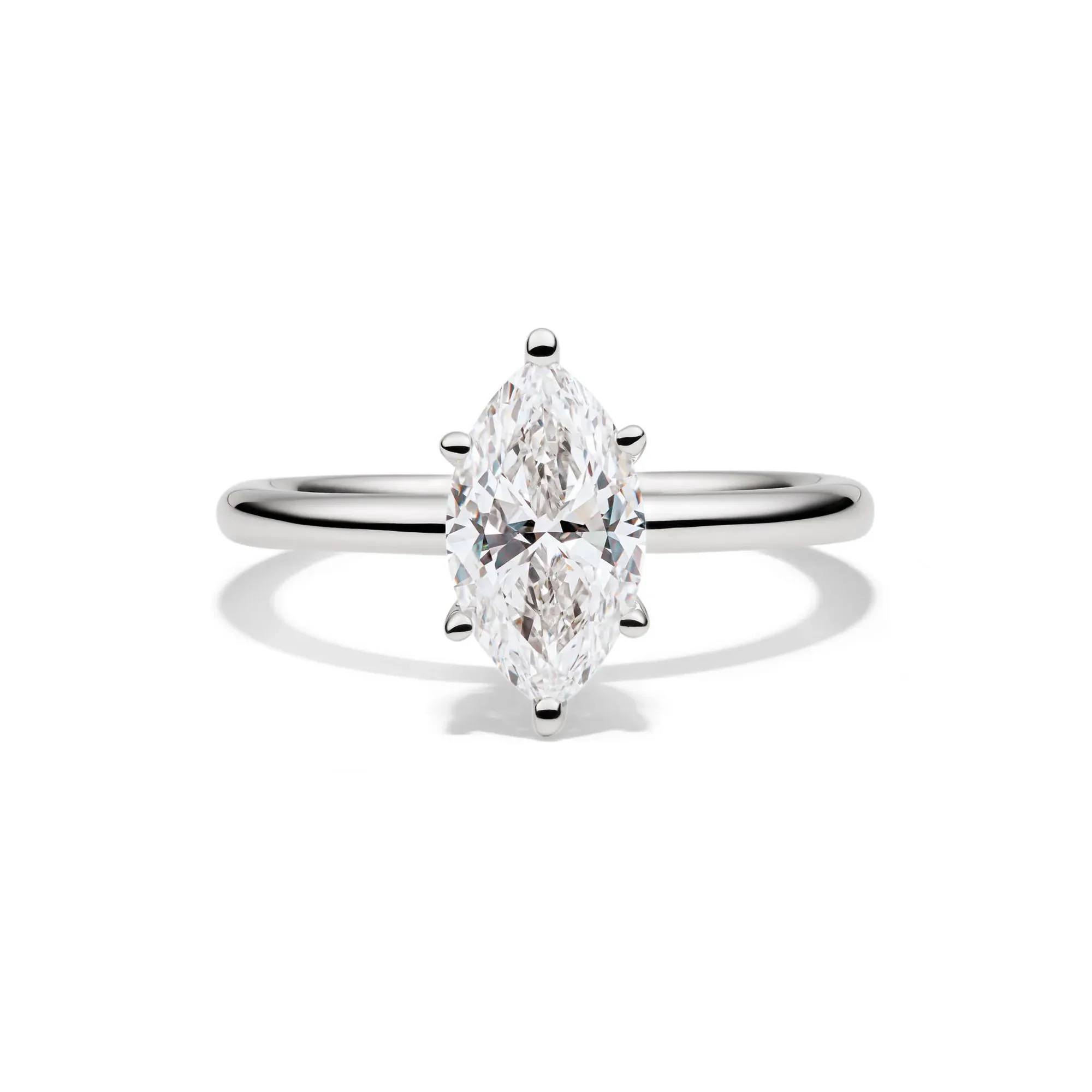 Lab Grown Diamond Solitaire Marquise Engagement Ring 14K White Gold (1/2 CT.) Size 5 2mm