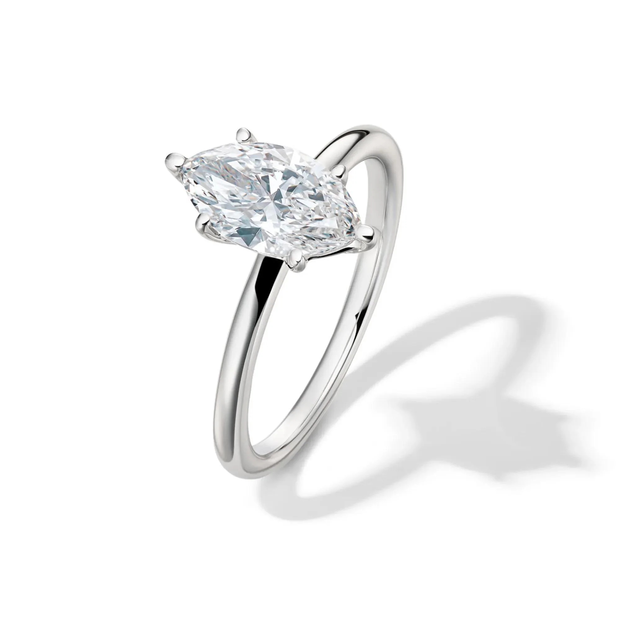 Lab Grown Diamond Solitaire Marquise Engagement Ring 14K White Gold (1/2 CT.) Size 7.5 2mm - Image 4