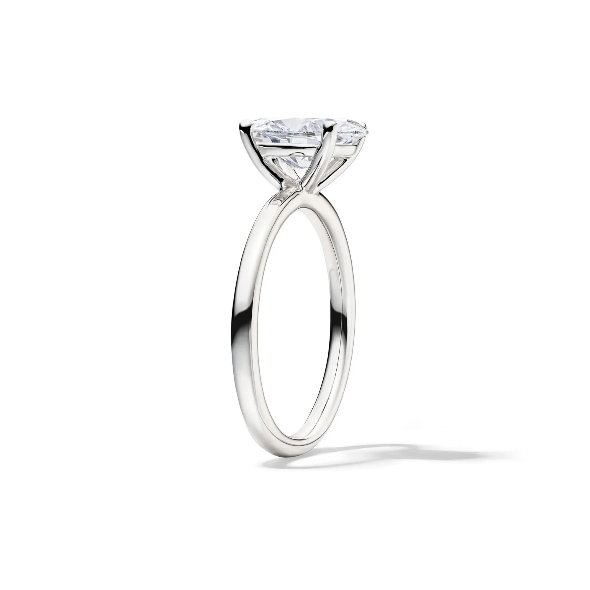Lab Grown Diamond Oval Solitaire Engagement Ring 14K White Gold (2 CT.) Size 10 2mm - Image 3