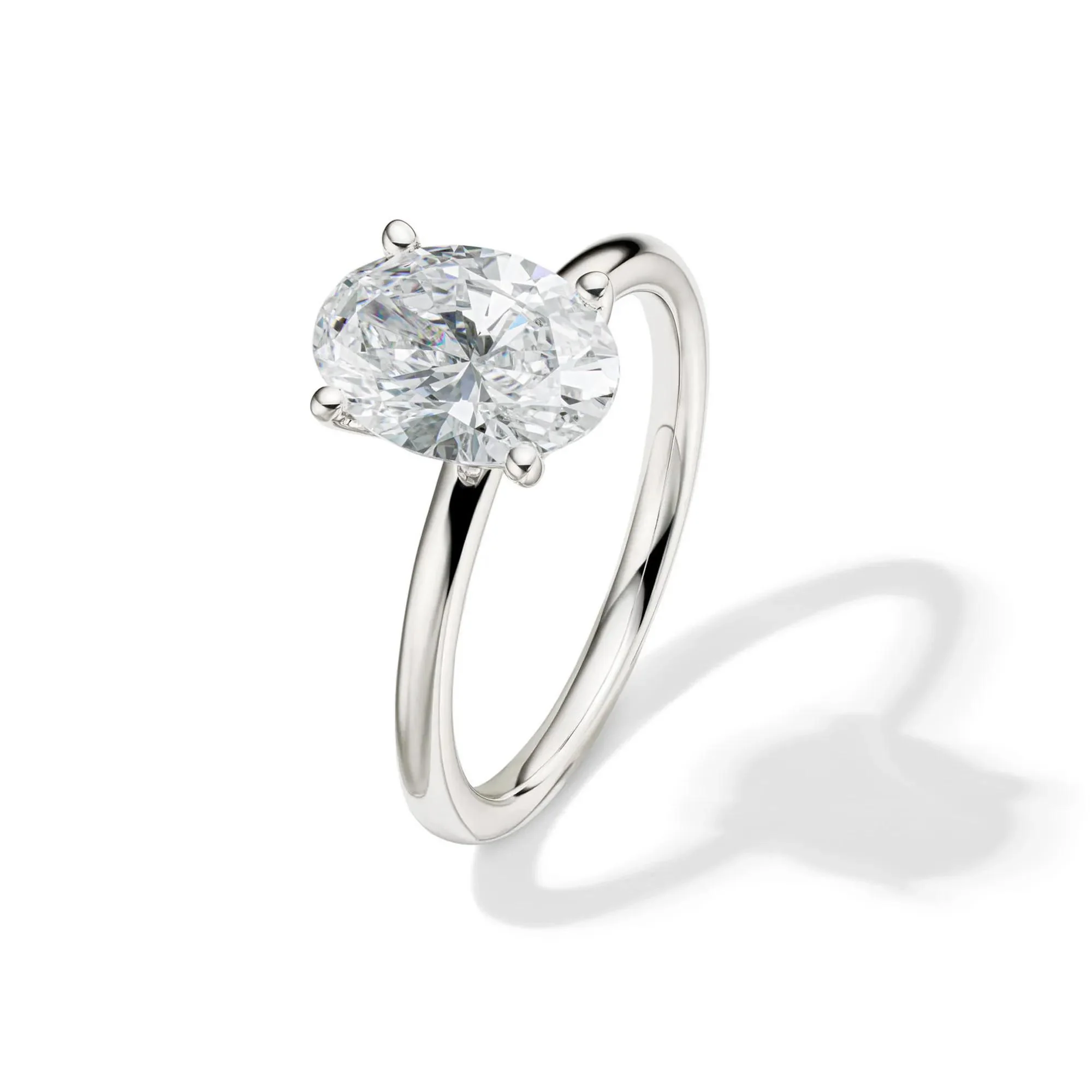 Lab Grown Diamond Oval Solitaire Engagement Ring 14K White Gold (2 CT.) Size 4 2mm - Image 4