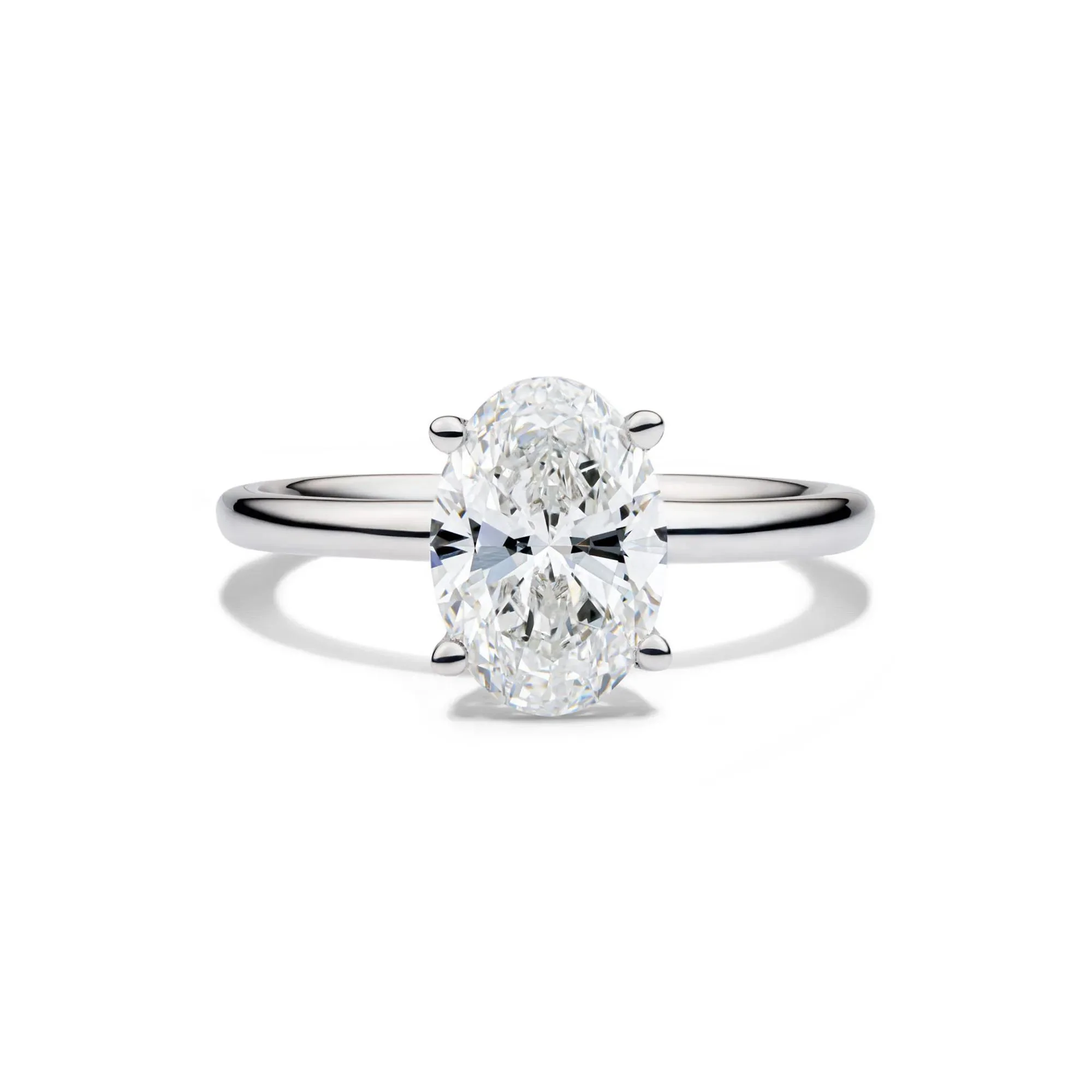 Lab Grown Diamond Oval Solitaire Engagement Ring 14K White Gold (2 CT.) Size 7 2mm