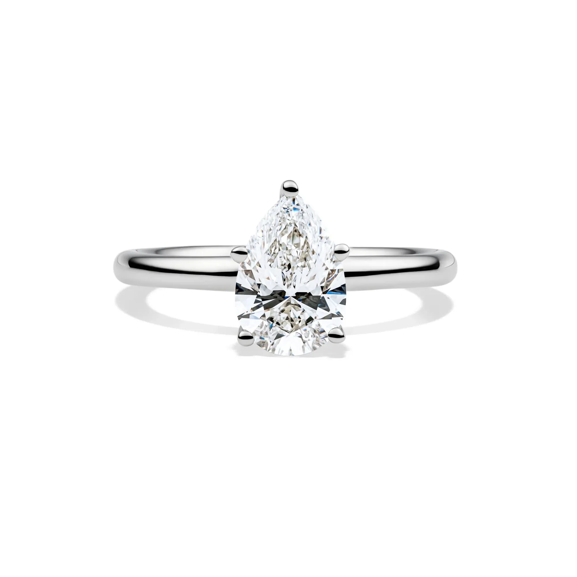 Lab Grown Diamond Pear-Shaped Solitaire Engagement Ring 14K White Gold (1/2 CT.) Size 5.5 2mm