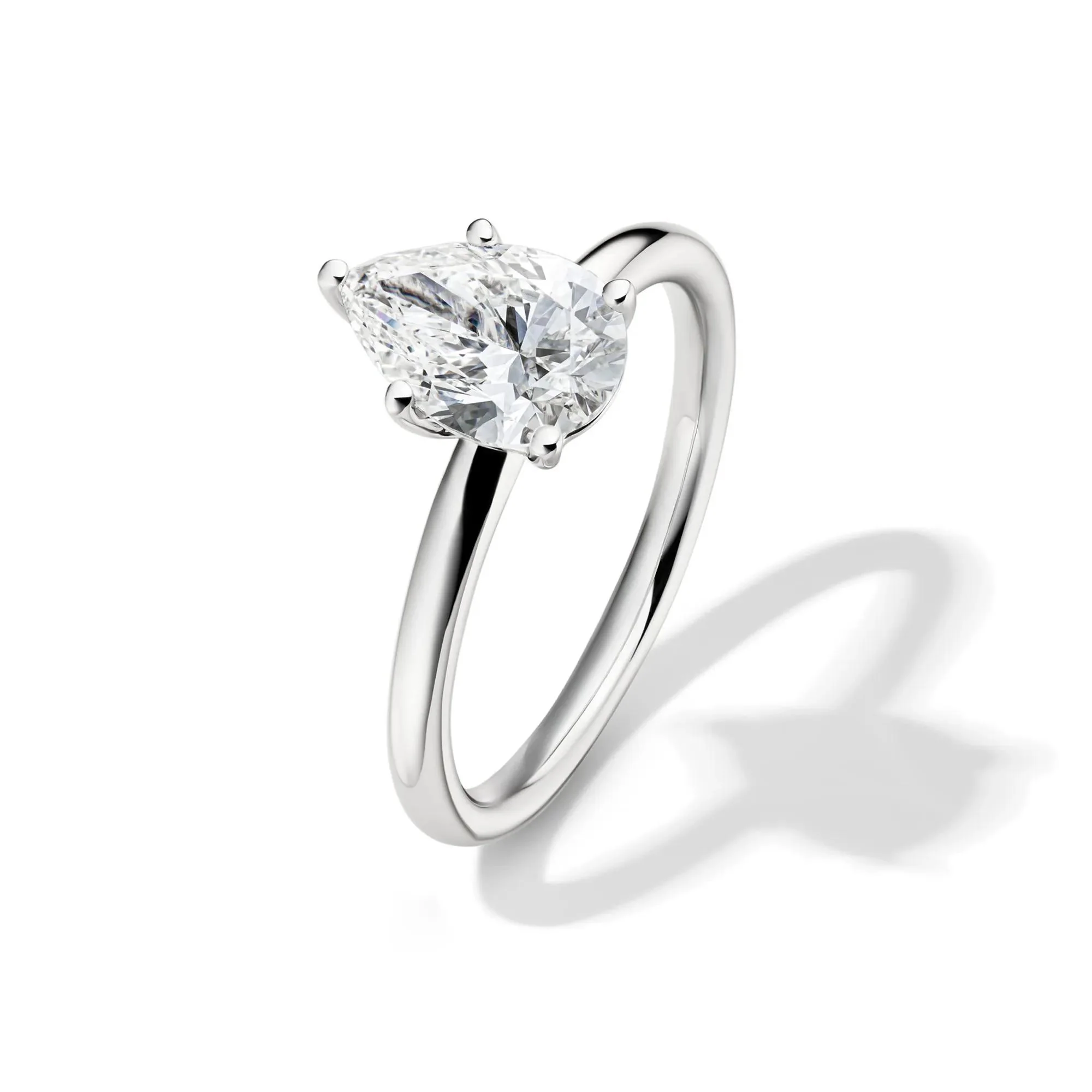 Lab Grown Diamond Pear-Shaped Solitaire Engagement Ring 14K White Gold (1/2 CT.) Size 9.5 2mm - Image 4
