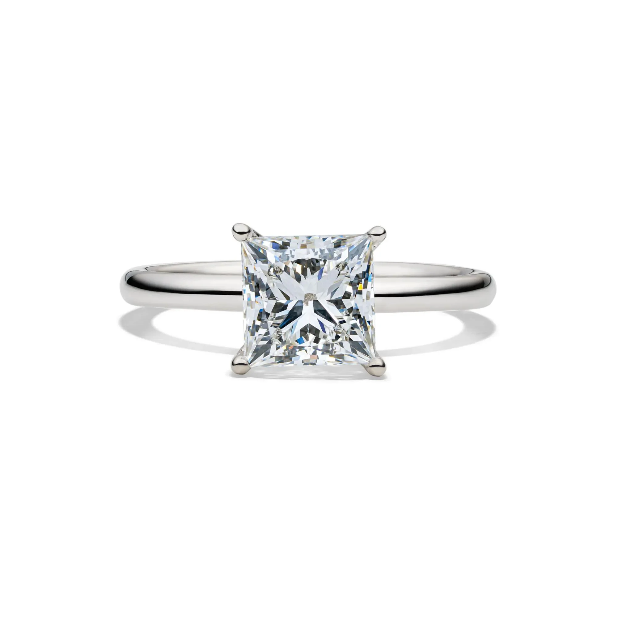 Lab Grown Diamond Princess-Cut Solitaire Engagement Ring 14K White Gold (2 CT.) Size 10.5 2mm