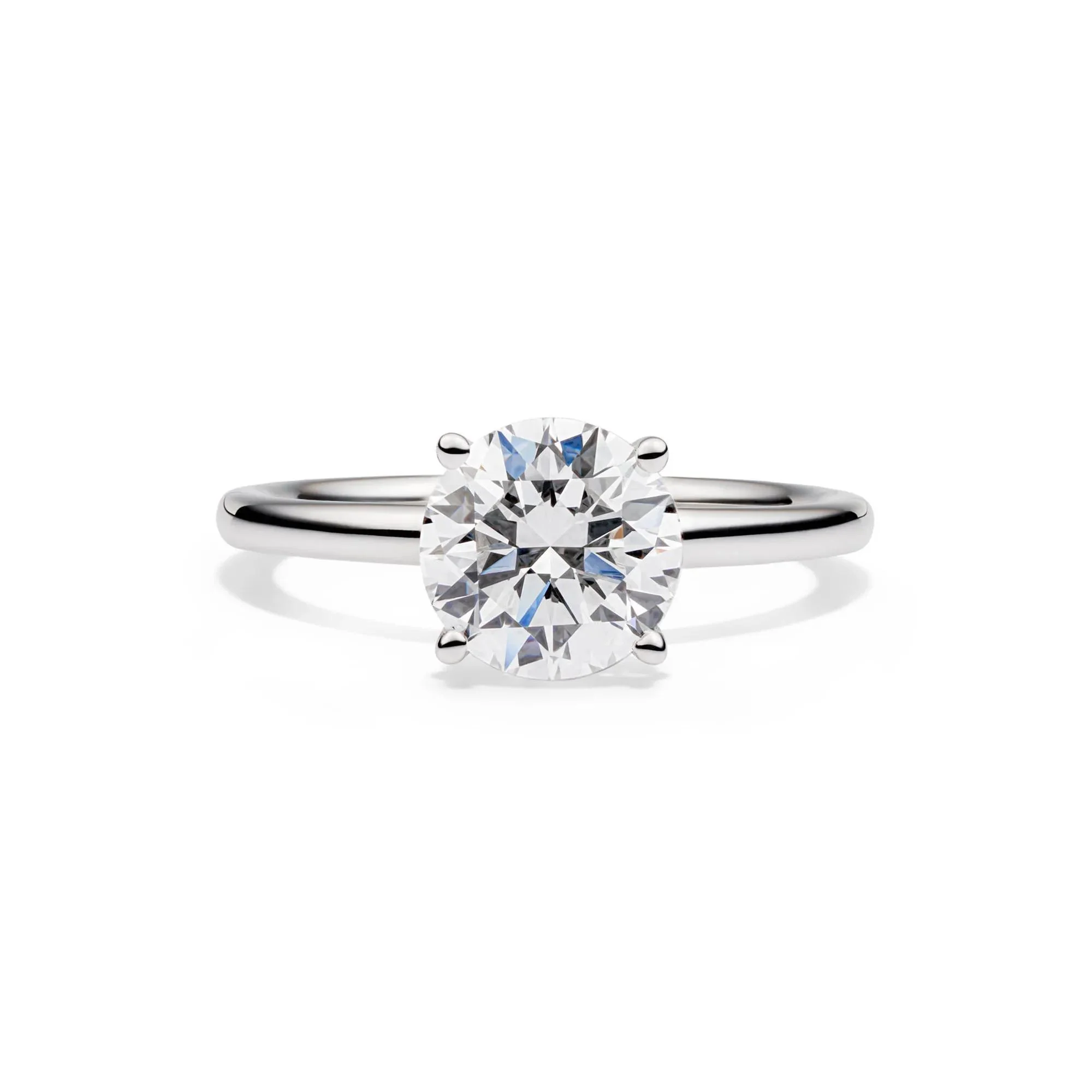 Lab Grown Diamond Round Solitaire Engagement Ring 14K White Gold (2 CT.) Size 6.5 2mm