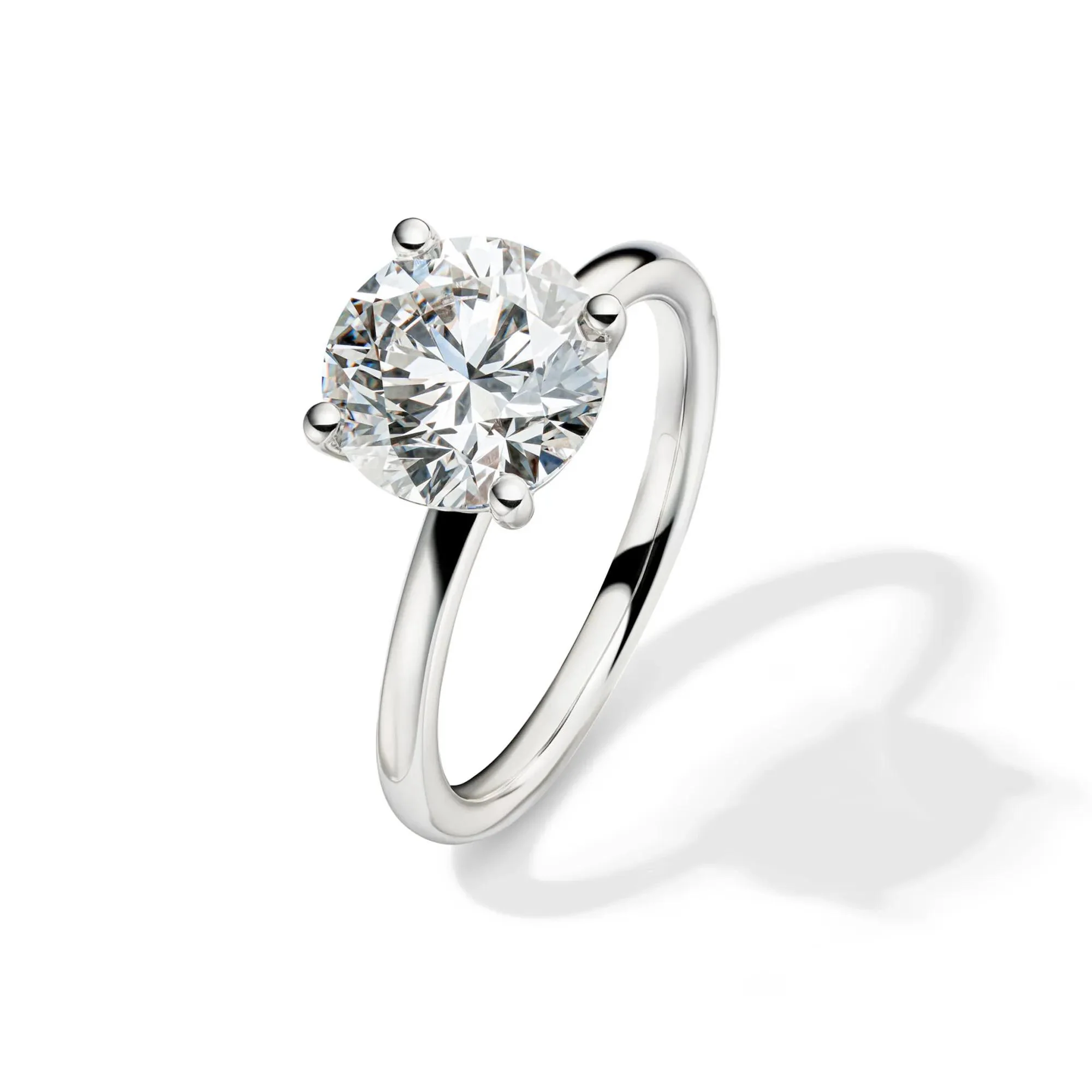 Lab Grown Diamond Solitaire Round Engagement Ring 14K White Gold (3 CT.) Size 12 2mm - Image 4