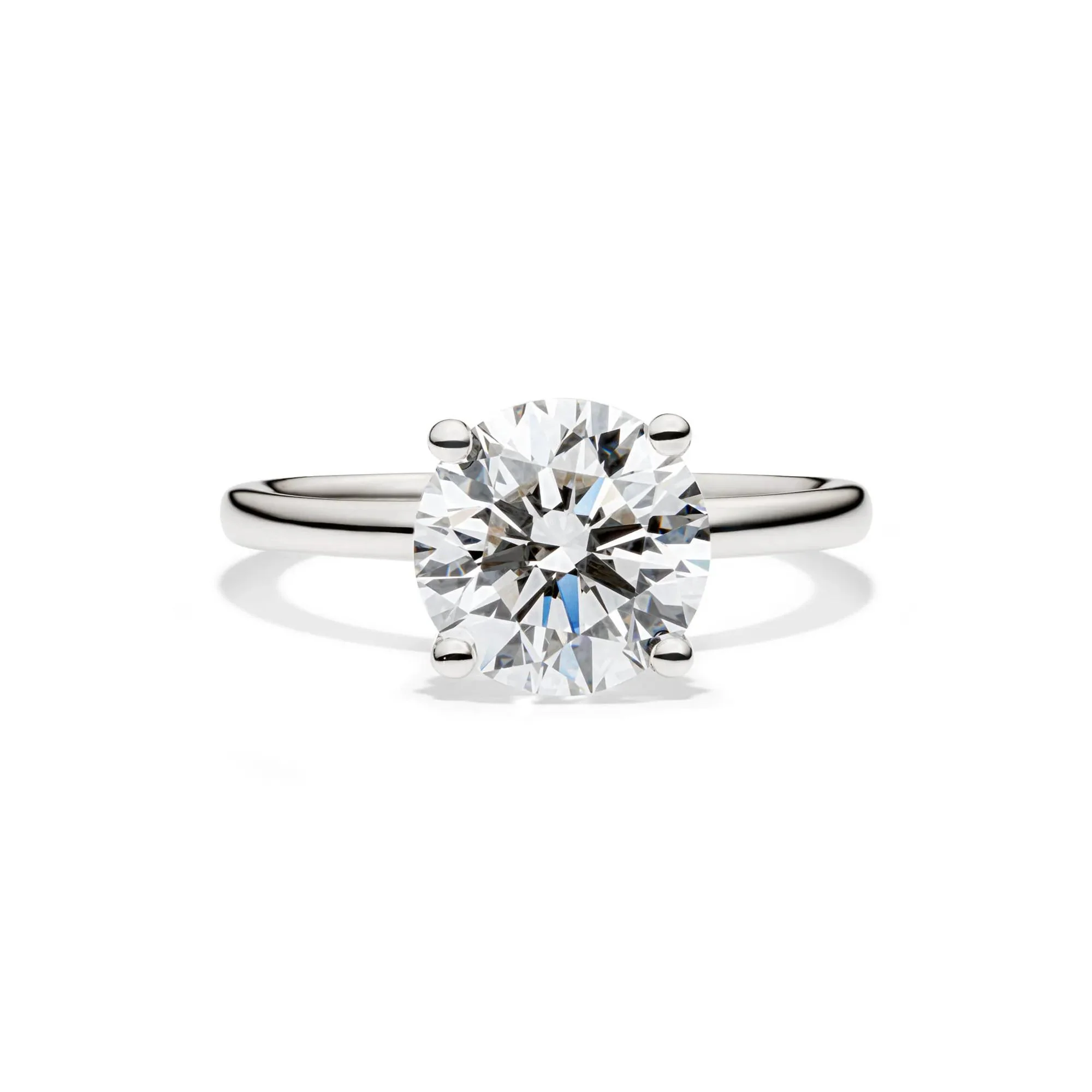 Lab Grown Diamond Solitaire Round Engagement Ring 14K White Gold (3 CT.) Size 7.5 2mm