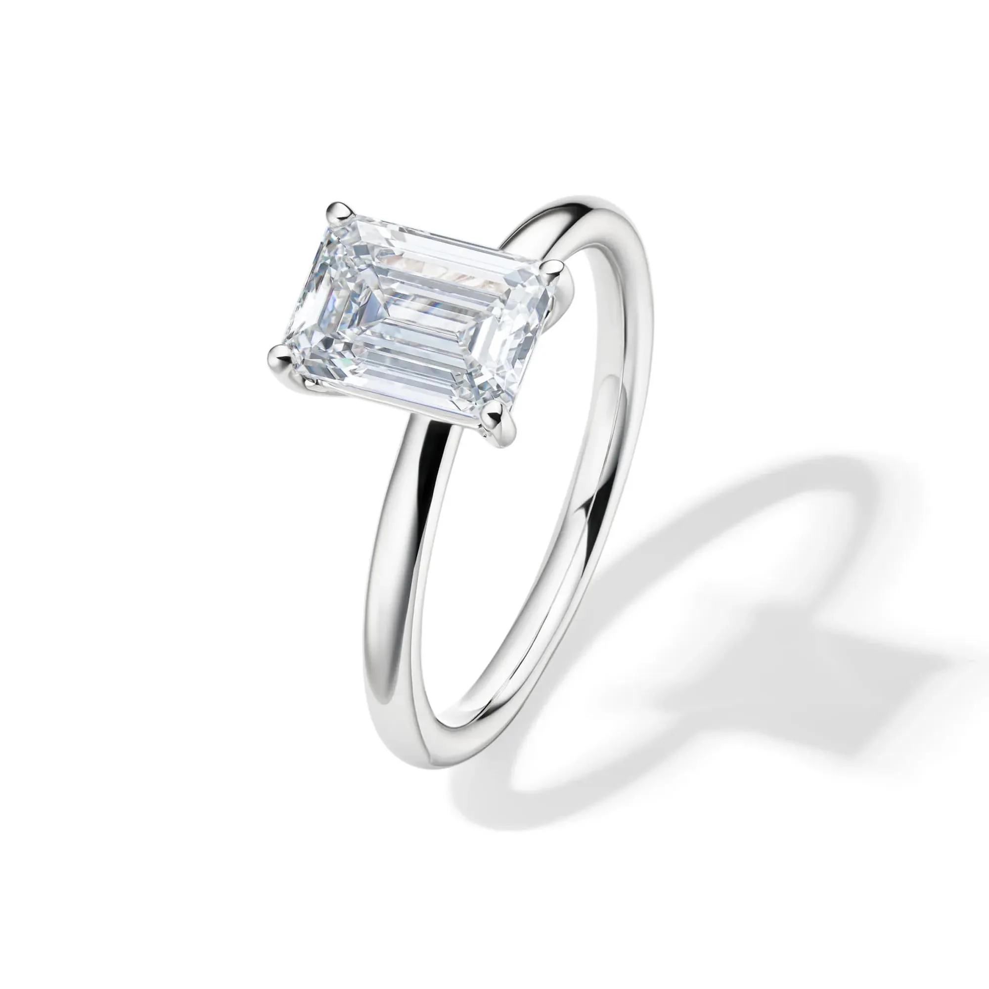 Lab Grown Diamond Emerald-Cut Solitaire 14K White Gold (2 CT.) Ring Size 10.5 2mm - Image 4