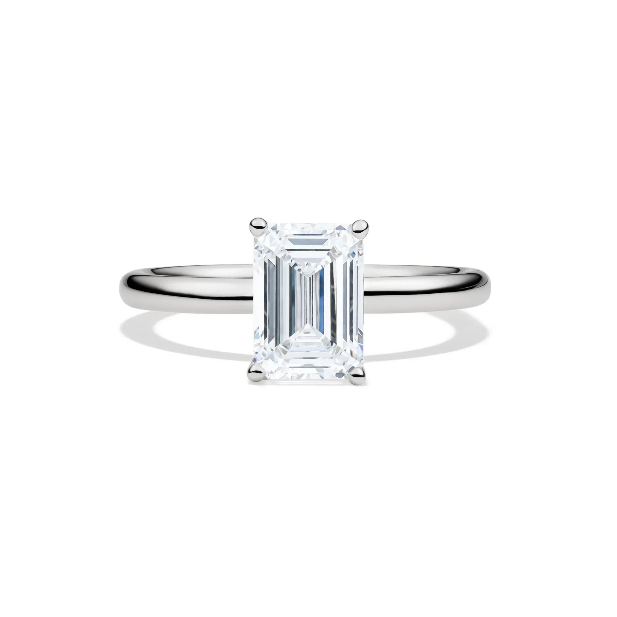 Lab Grown Diamond Emerald-Cut Solitaire 14K White Gold (2 CT.) Ring Size 9.5 2mm
