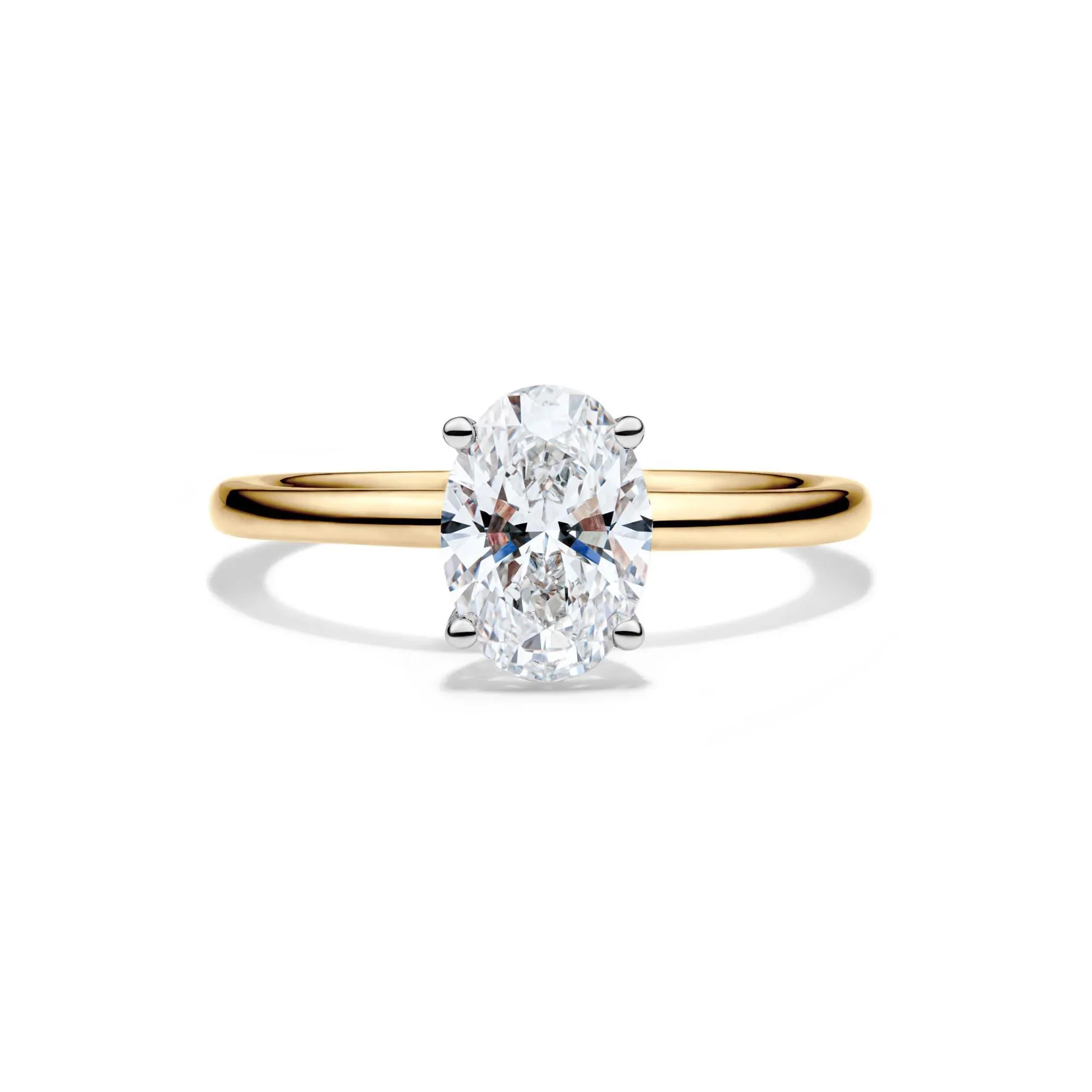 Lab Grown Diamond Solitaire Oval Engagement Ring 14K Yellow Gold (1/2 CT.) Size 6.5 2mm