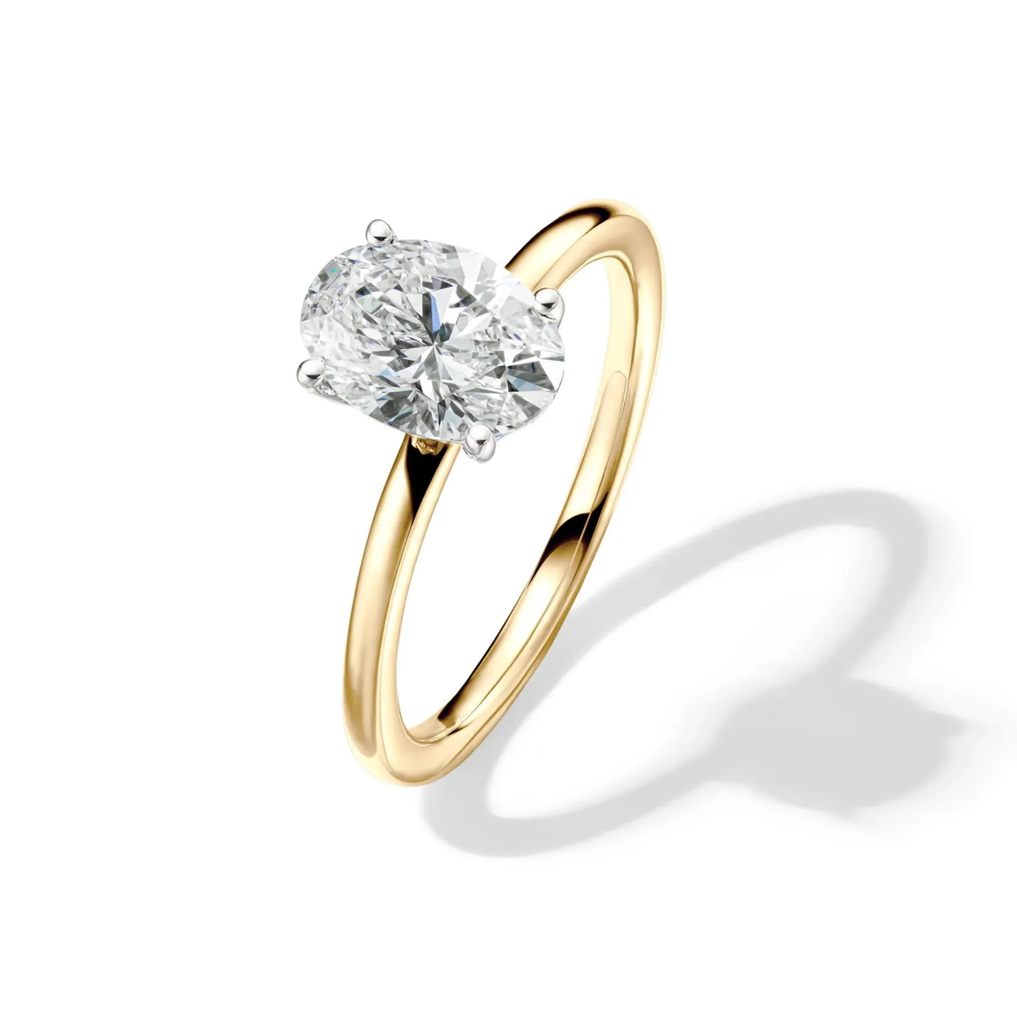 Lab Grown Diamond Solitaire Oval Engagement Ring 14K Yellow Gold (1/2 CT.) Size 7 2mm - Image 4