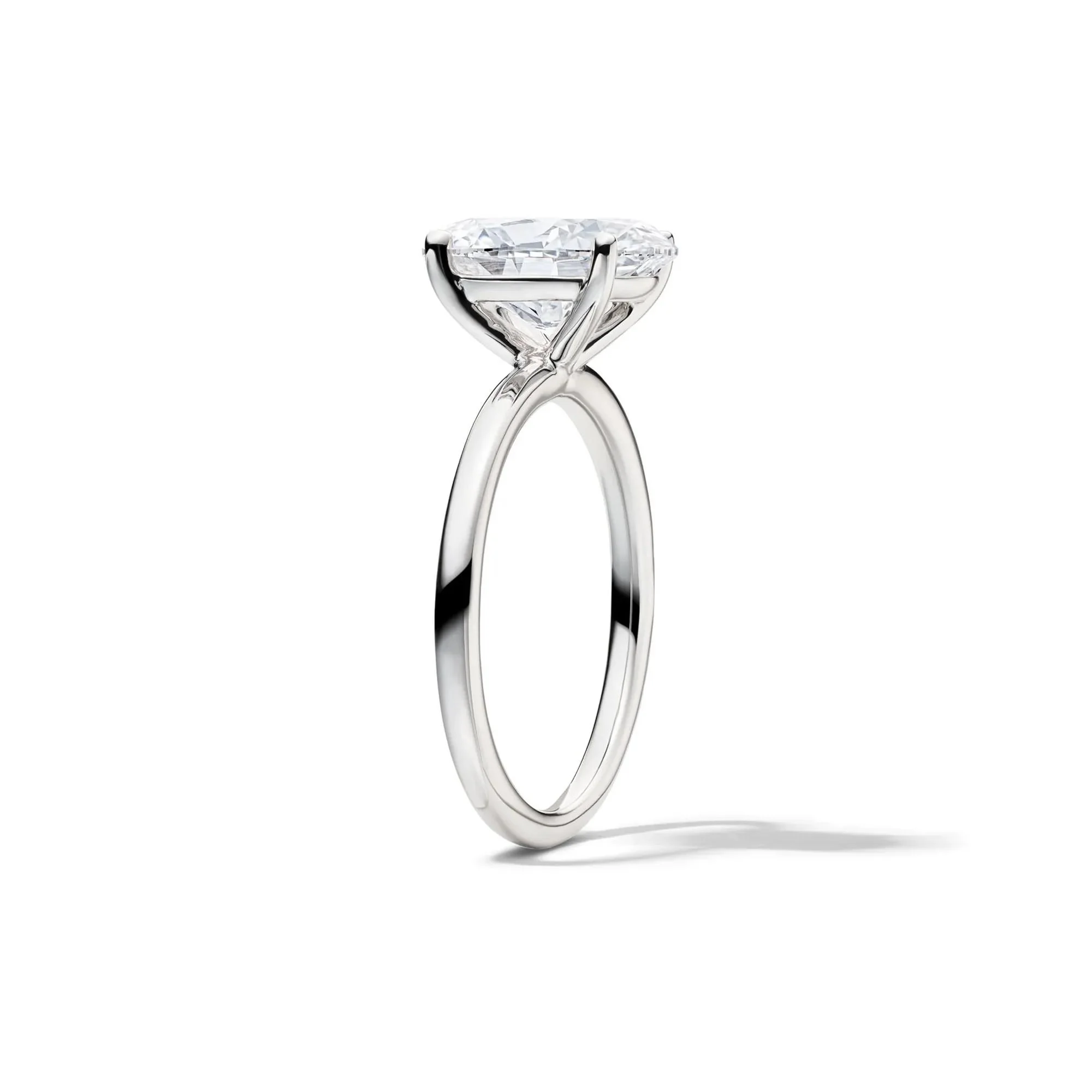 Lab Grown Diamond Oval Solitaire Engagement Ring 14K White Gold (3 CT.) Size 12 2mm - Image 3