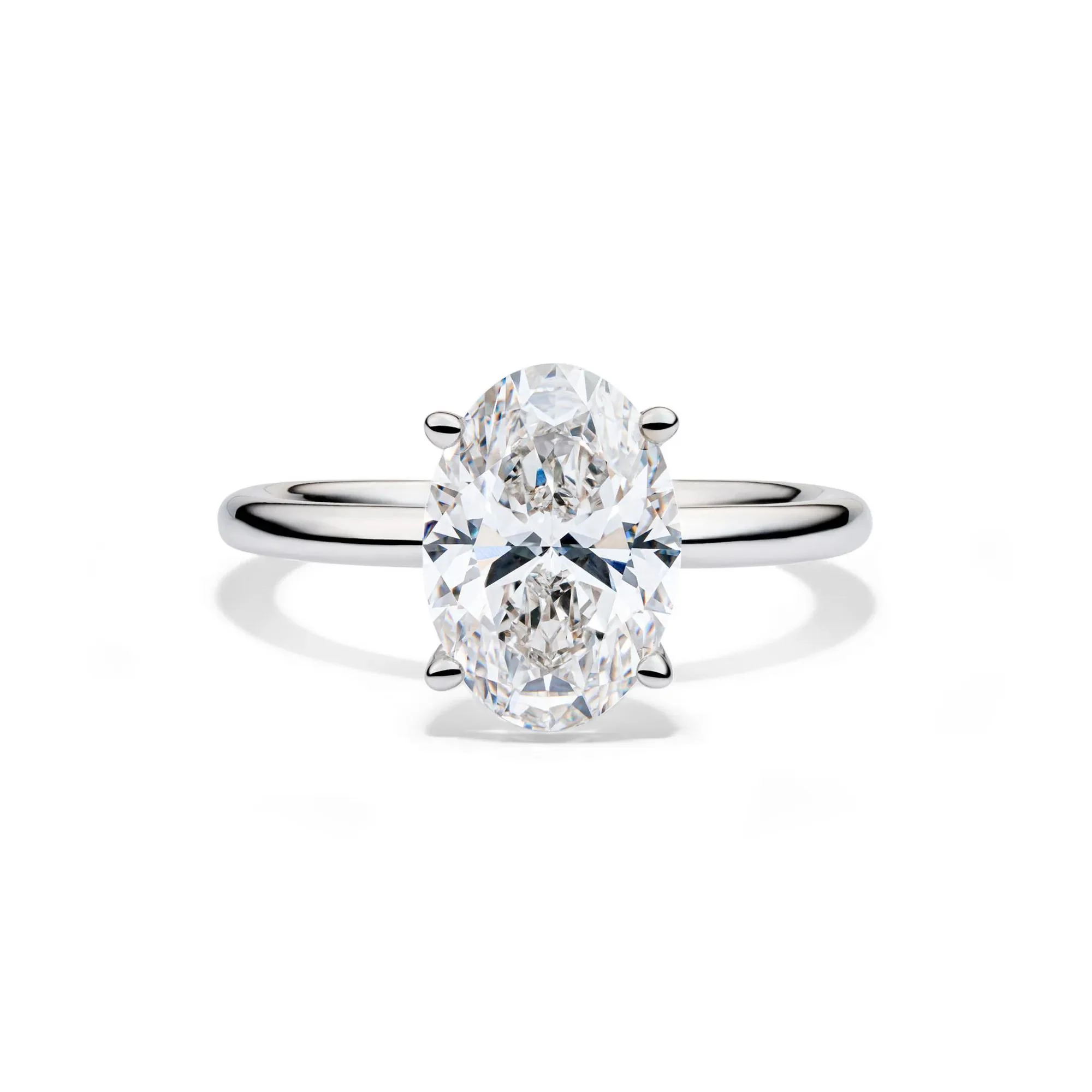 Lab Grown Diamond Oval Solitaire Engagement Ring 14K White Gold (3 CT.) Size 8 2mm