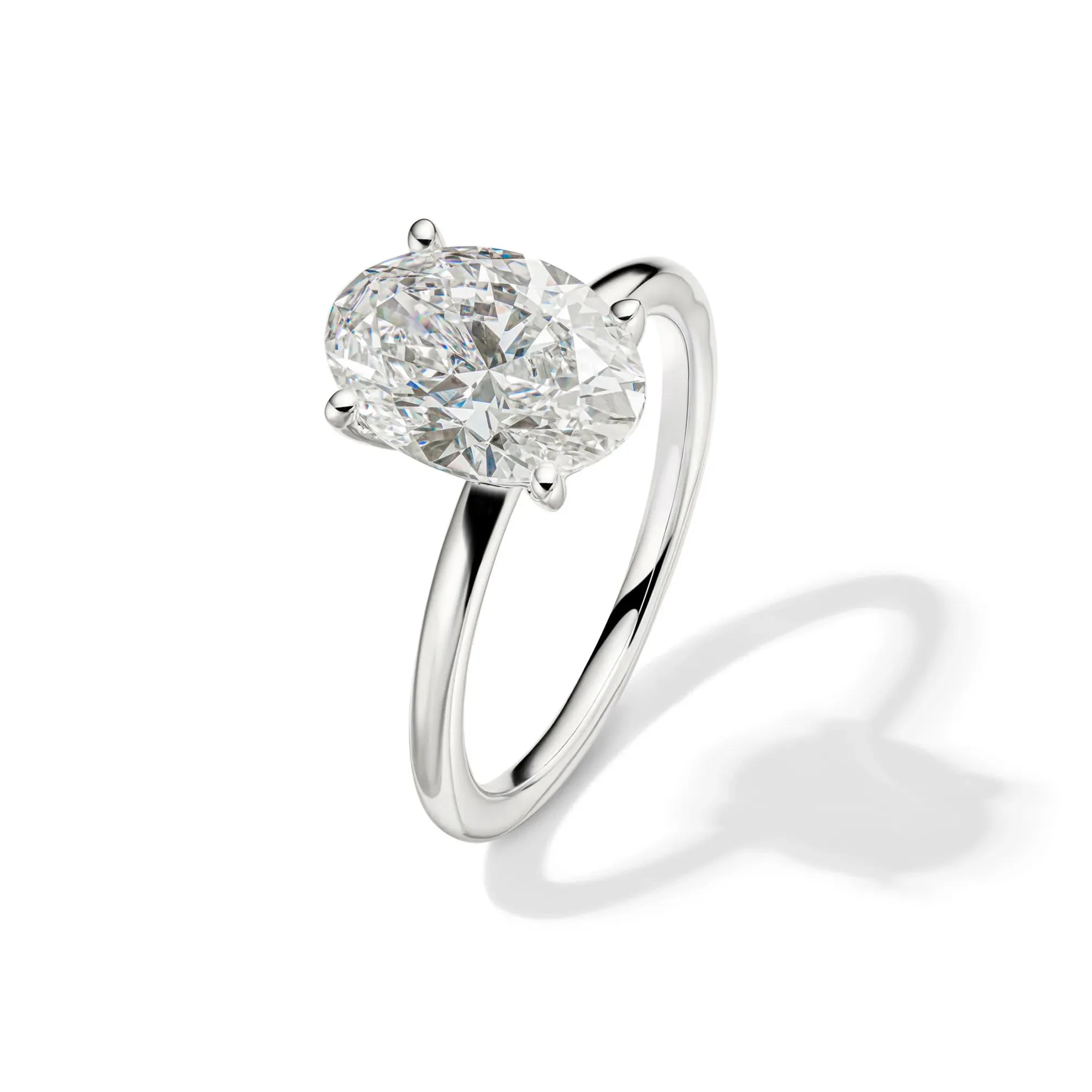 Lab Grown Diamond Oval Solitaire Engagement Ring 14K White Gold (3 CT.) Size 8.5 2mm - Image 4