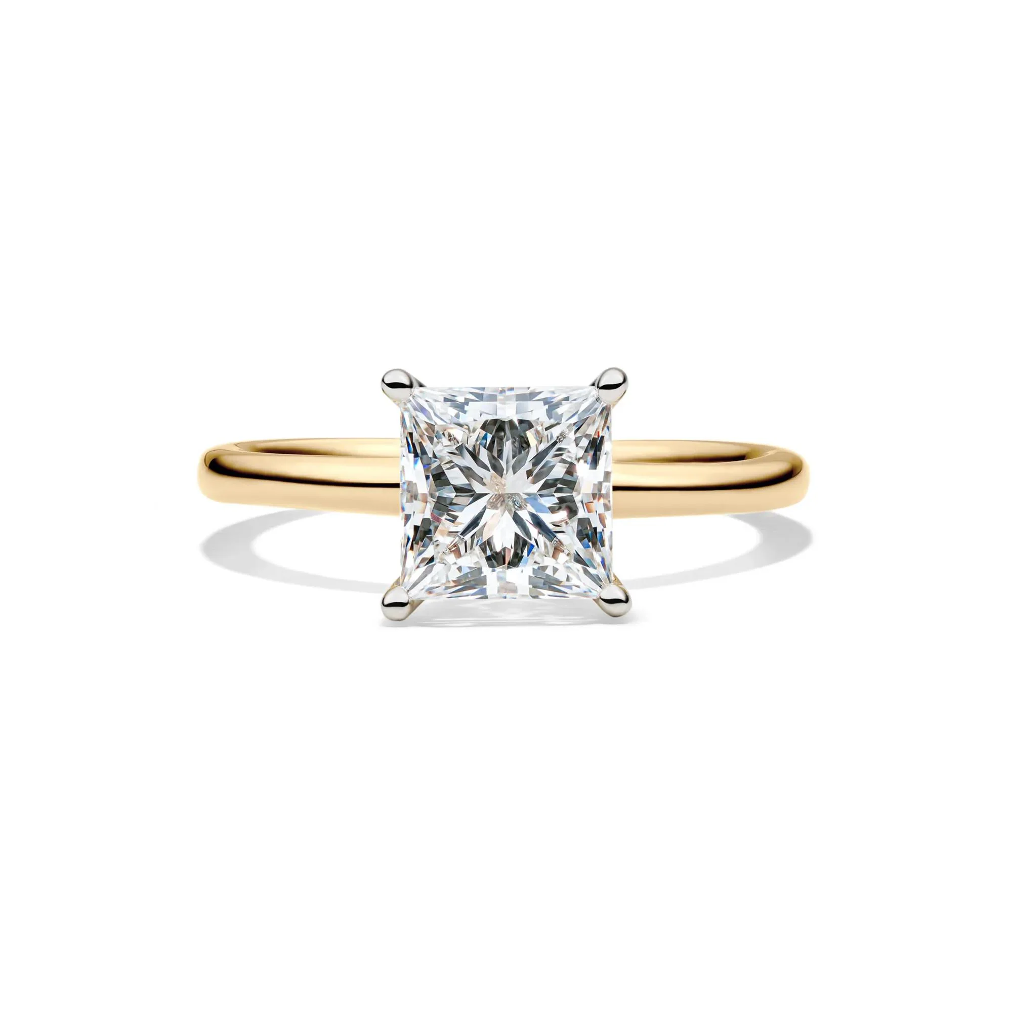 Lab Grown Diamond Princess-Cut Solitaire Engagement Ring 14K Yellow Gold (2 CT.) Size 6.5 2mm